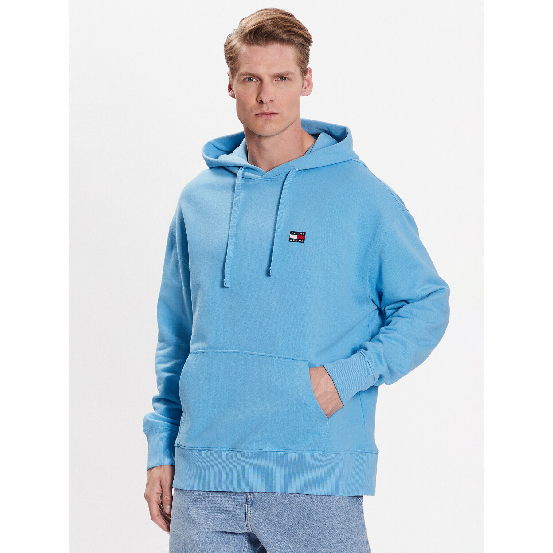 Tommy Jeans Pulóver Badge DM0DM16369 Kék Relaxed Fit - Pepit.hu