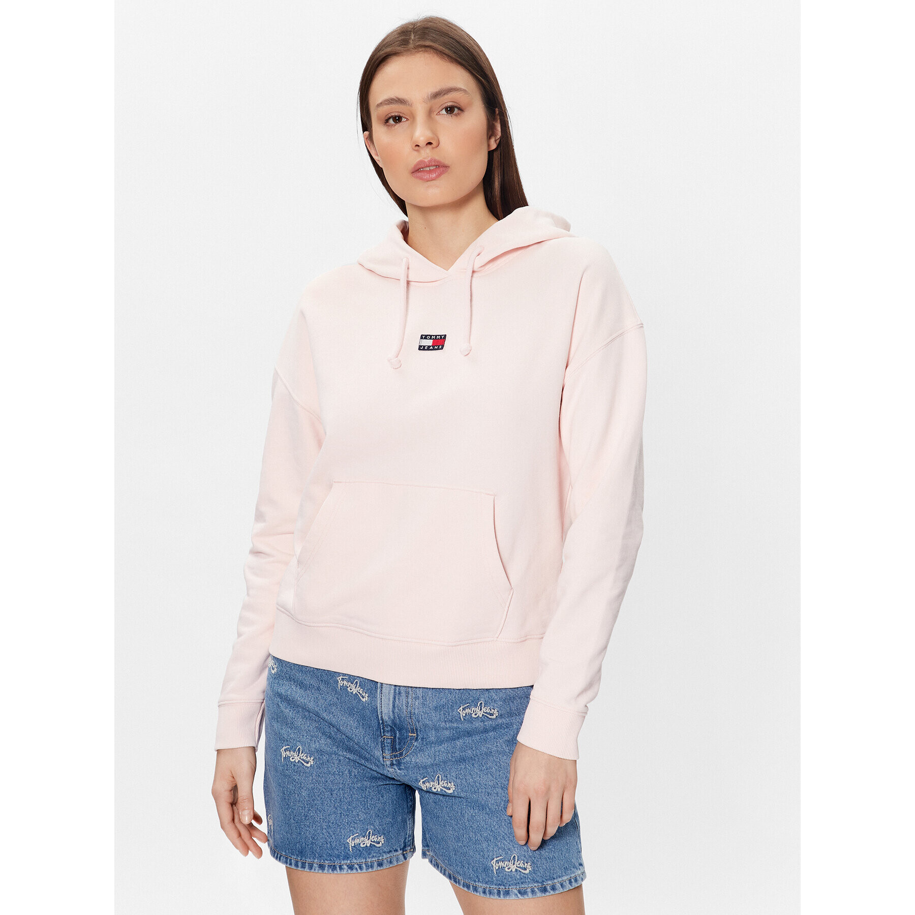 Tommy Jeans Pulóver Badge DW0DW15411 Rózsaszín Relaxed Fit - Pepit.hu