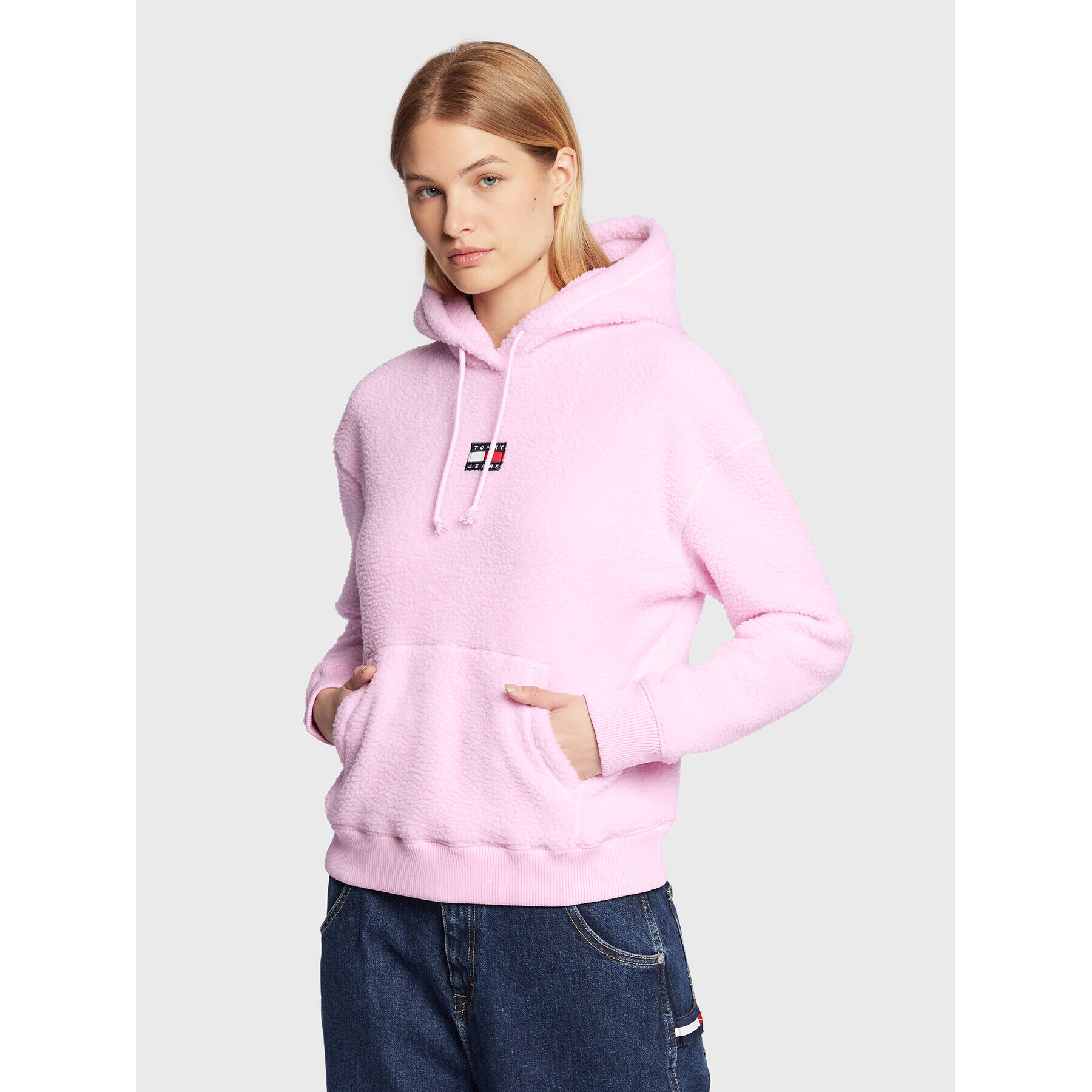 Tommy Jeans Pulóver Center Badge Fleece DW0DW14690 Rózsaszín Regular Fit - Pepit.hu