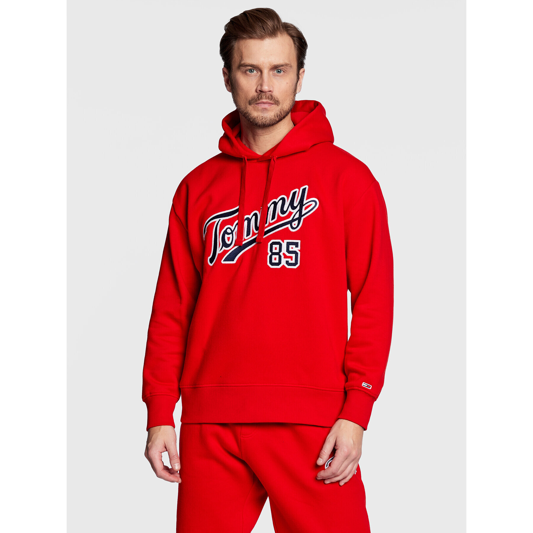 Tommy Jeans Pulóver College DM0DM15711 Piros Relaxed Fit - Pepit.hu