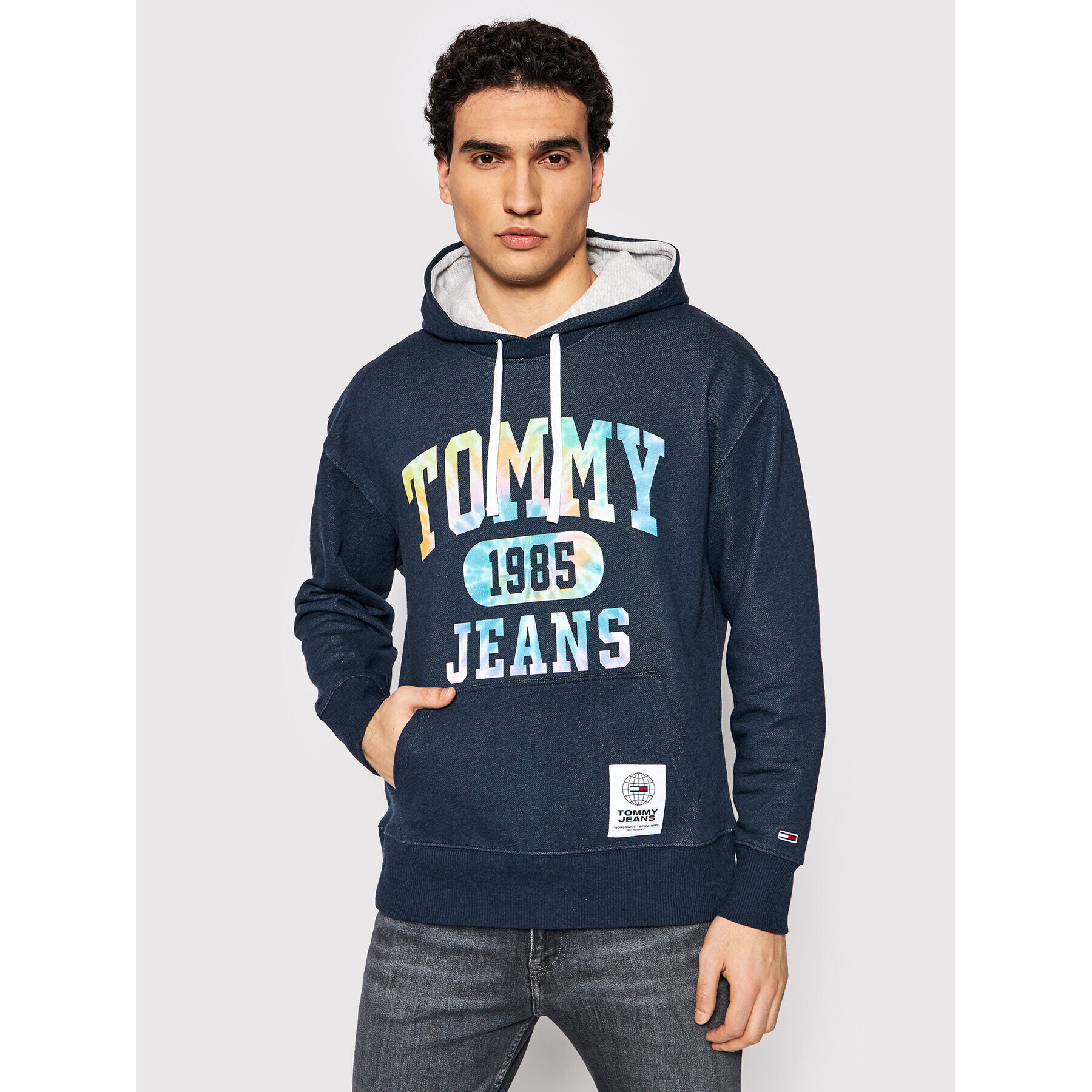 Tommy Jeans Pulóver College Tie Dye DM0DM12350 Sötétkék Regular Fit - Pepit.hu