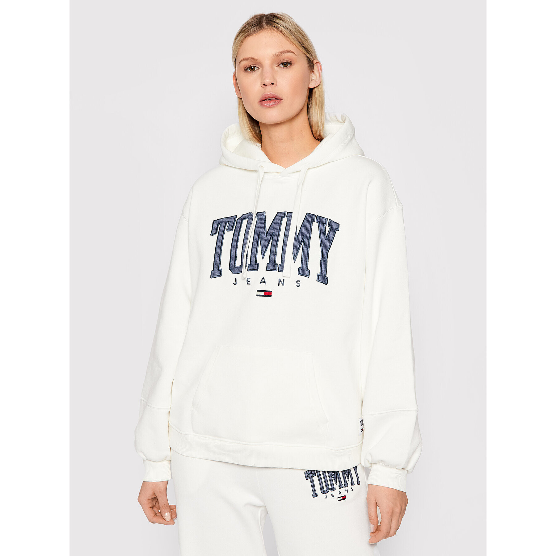 Tommy Jeans Pulóver Collegiate DW0DW12102 Fehér Relaxed Fit - Pepit.hu