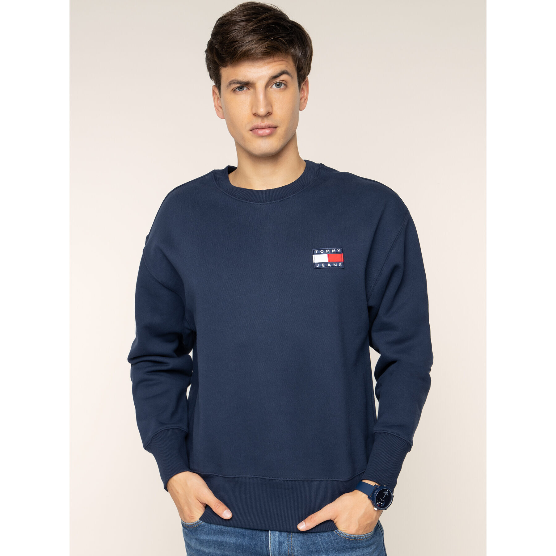 Tommy Jeans Pulóver DM0DM06592 Sötétkék Regular Fit - Pepit.hu