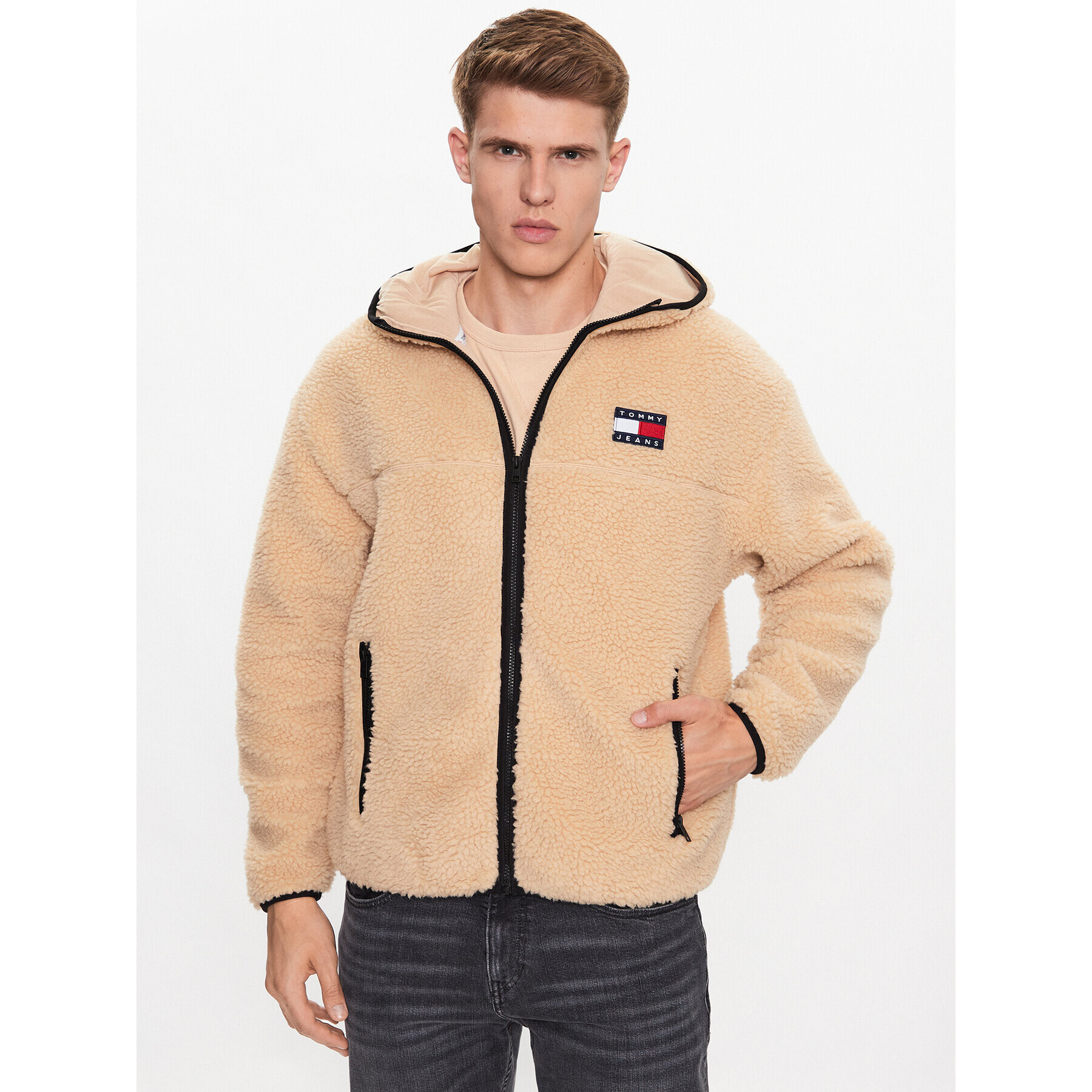 Tommy Jeans Pulóver DM0DM15509 Bézs Regular Fit - Pepit.hu