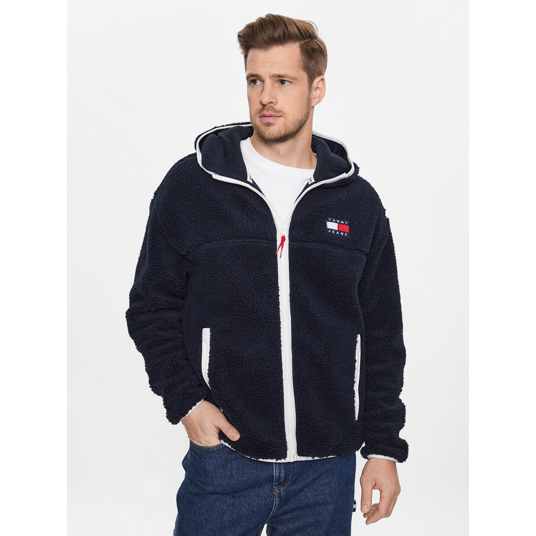 Tommy Jeans Pulóver DM0DM15509 Sötétkék Regular Fit - Pepit.hu