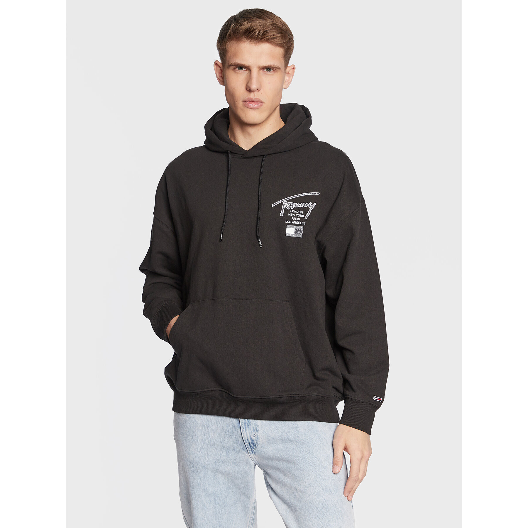 Tommy Jeans Pulóver DM0DM15693 Fekete Relaxed Fit - Pepit.hu