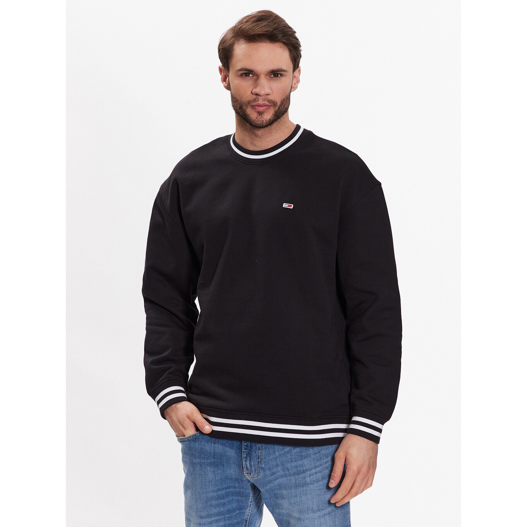 Tommy Jeans Pulóver DM0DM16358 Fekete Relaxed Fit - Pepit.hu