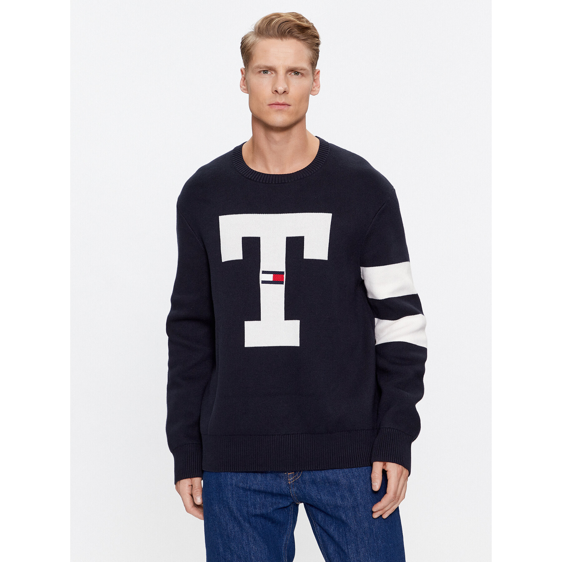 Tommy Jeans Pulóver DM0DM16787 Sötétkék Oversize - Pepit.hu