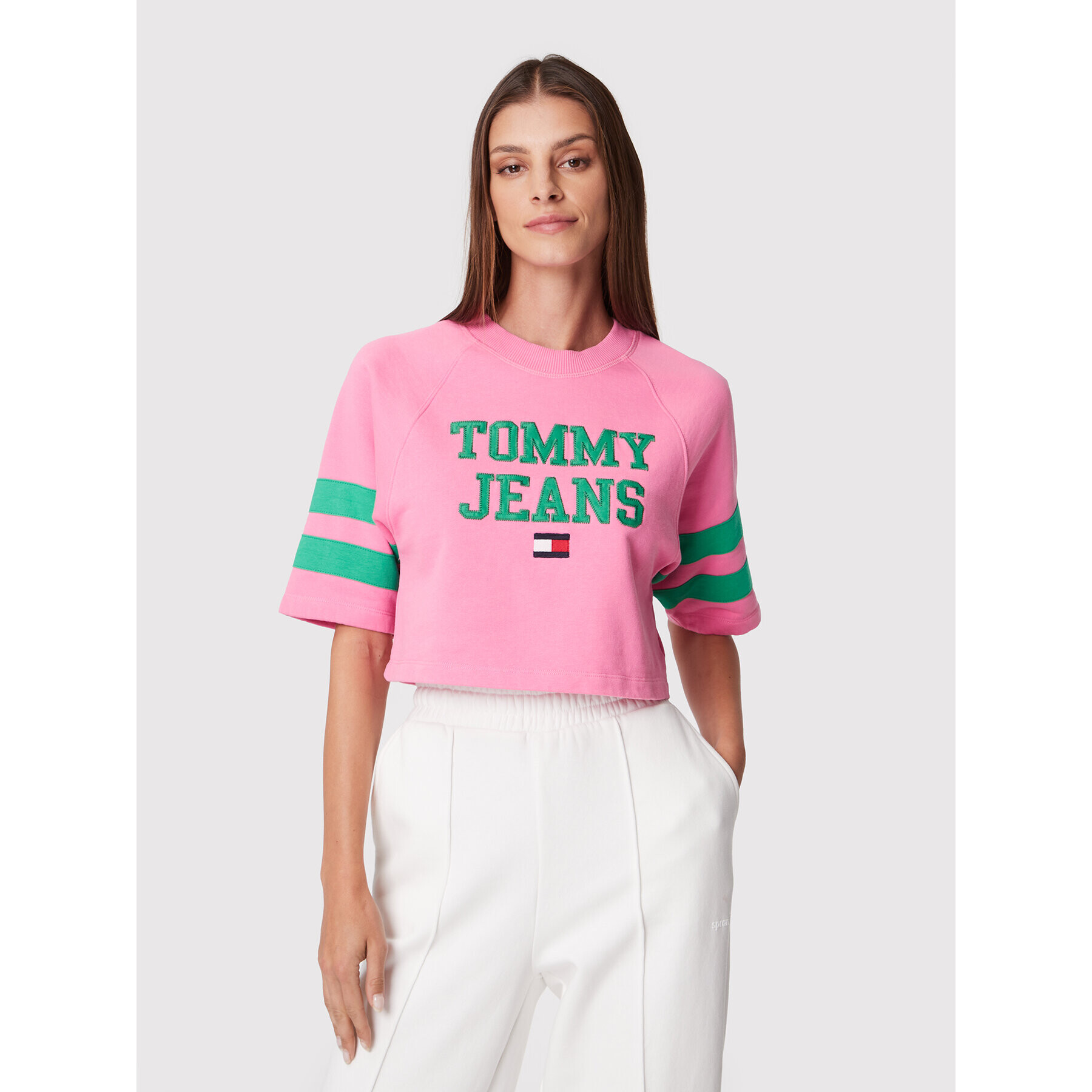 Tommy Jeans Pulóver DW0DW14213 Rózsaszín Cropped Fit - Pepit.hu