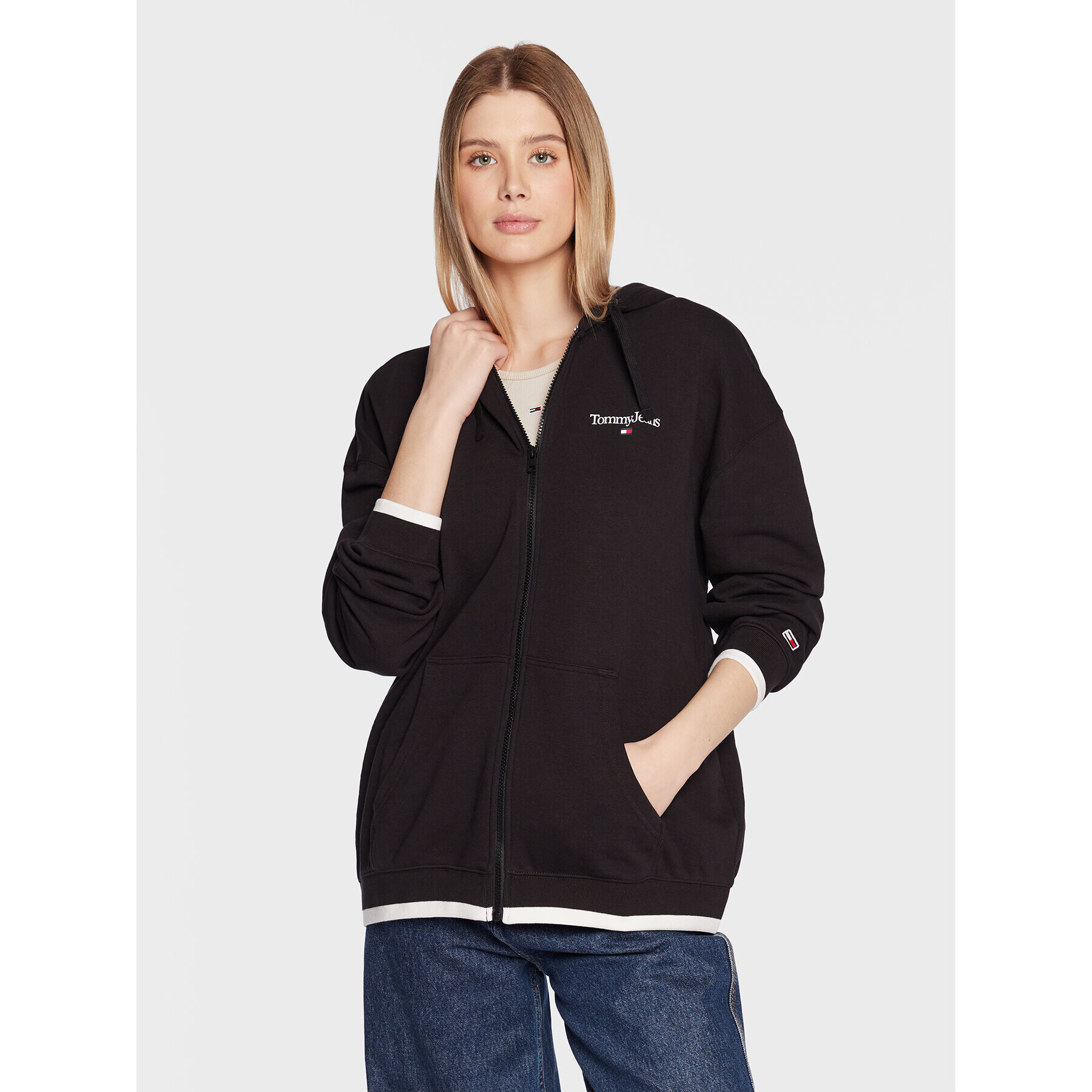 Tommy Jeans Pulóver DW0DW14856 Fekete Oversize - Pepit.hu