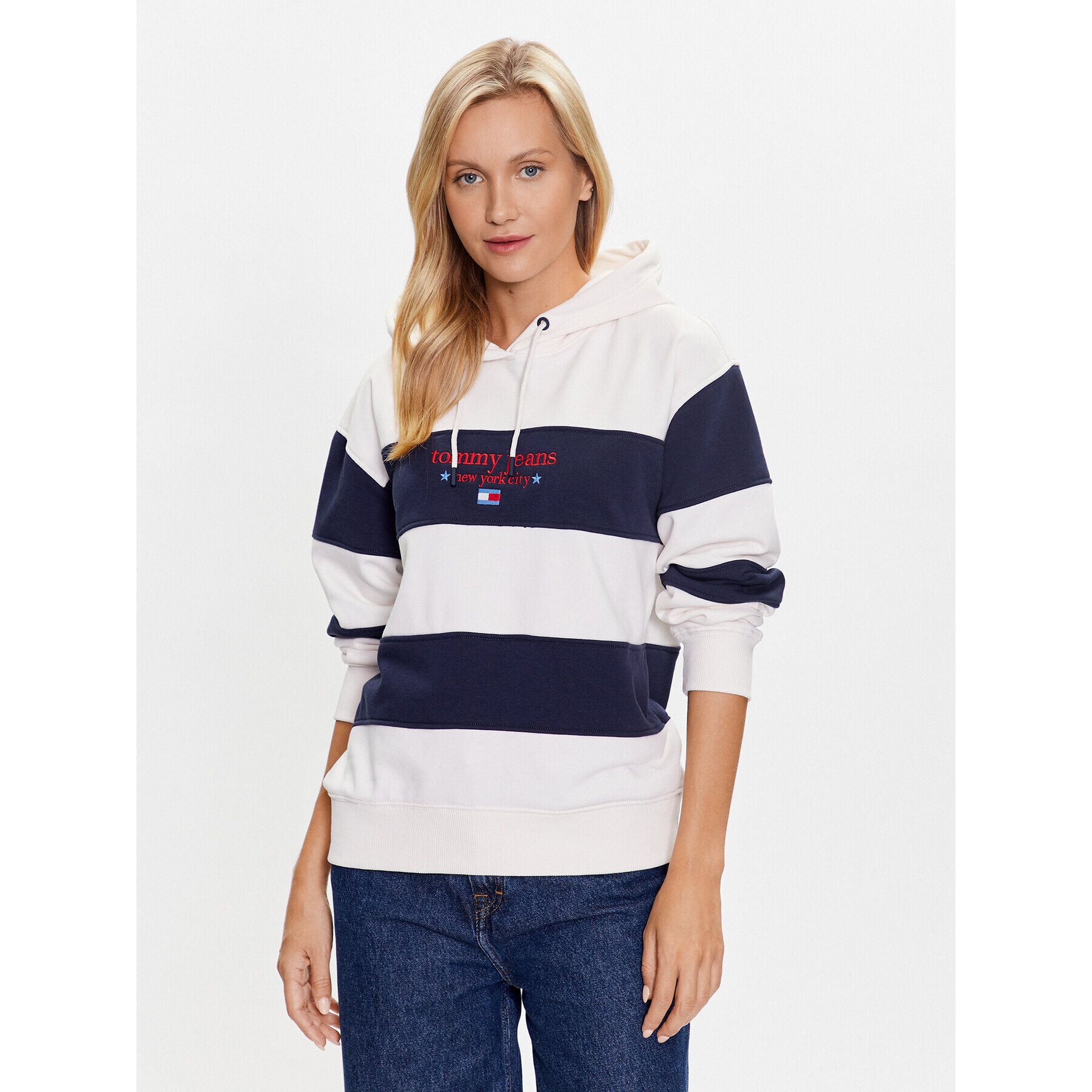 Tommy Jeans Pulóver DW0DW16139 Ekru Relaxed Fit - Pepit.hu