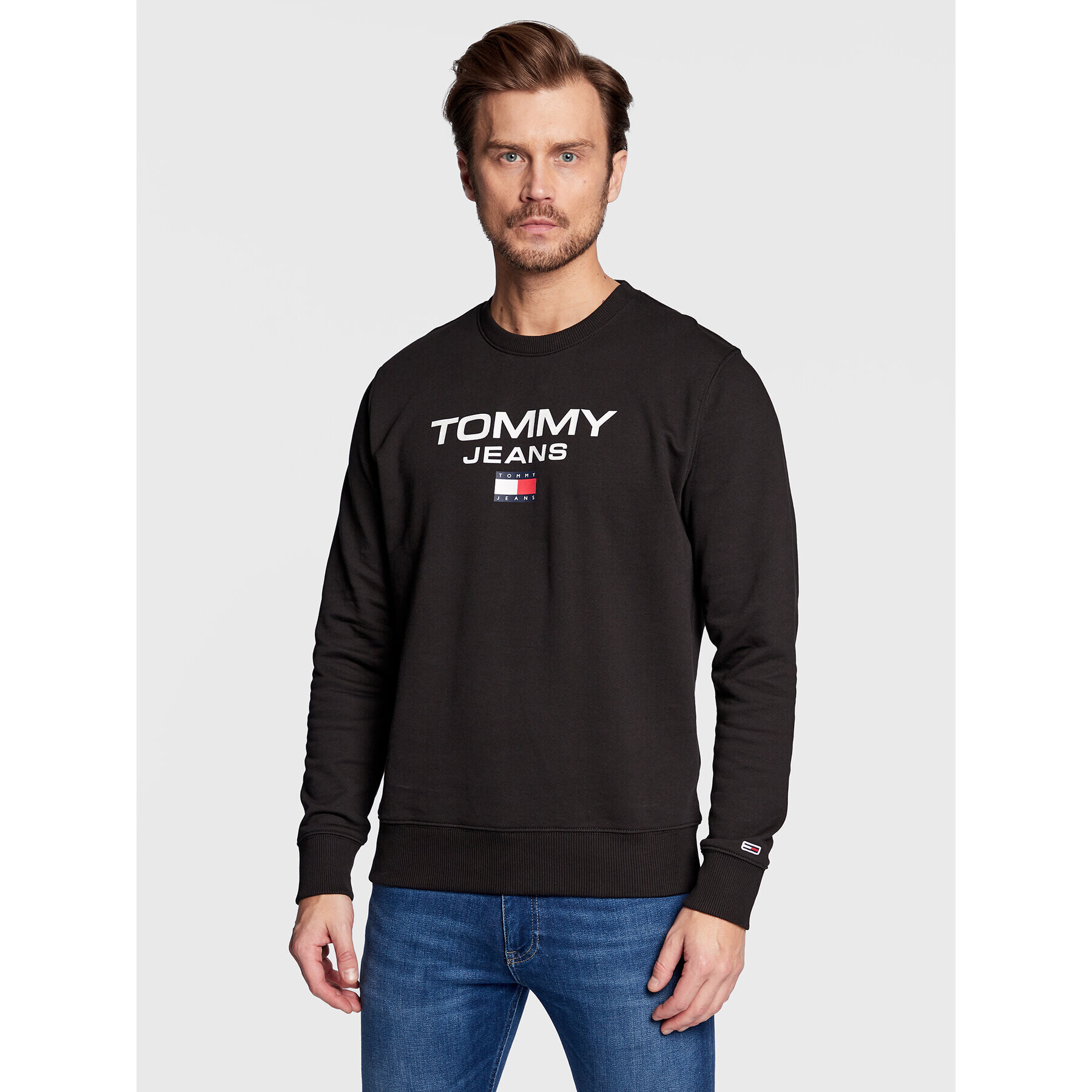 Tommy Jeans Pulóver Entry DM0DM15688 Fekete Regular Fit - Pepit.hu