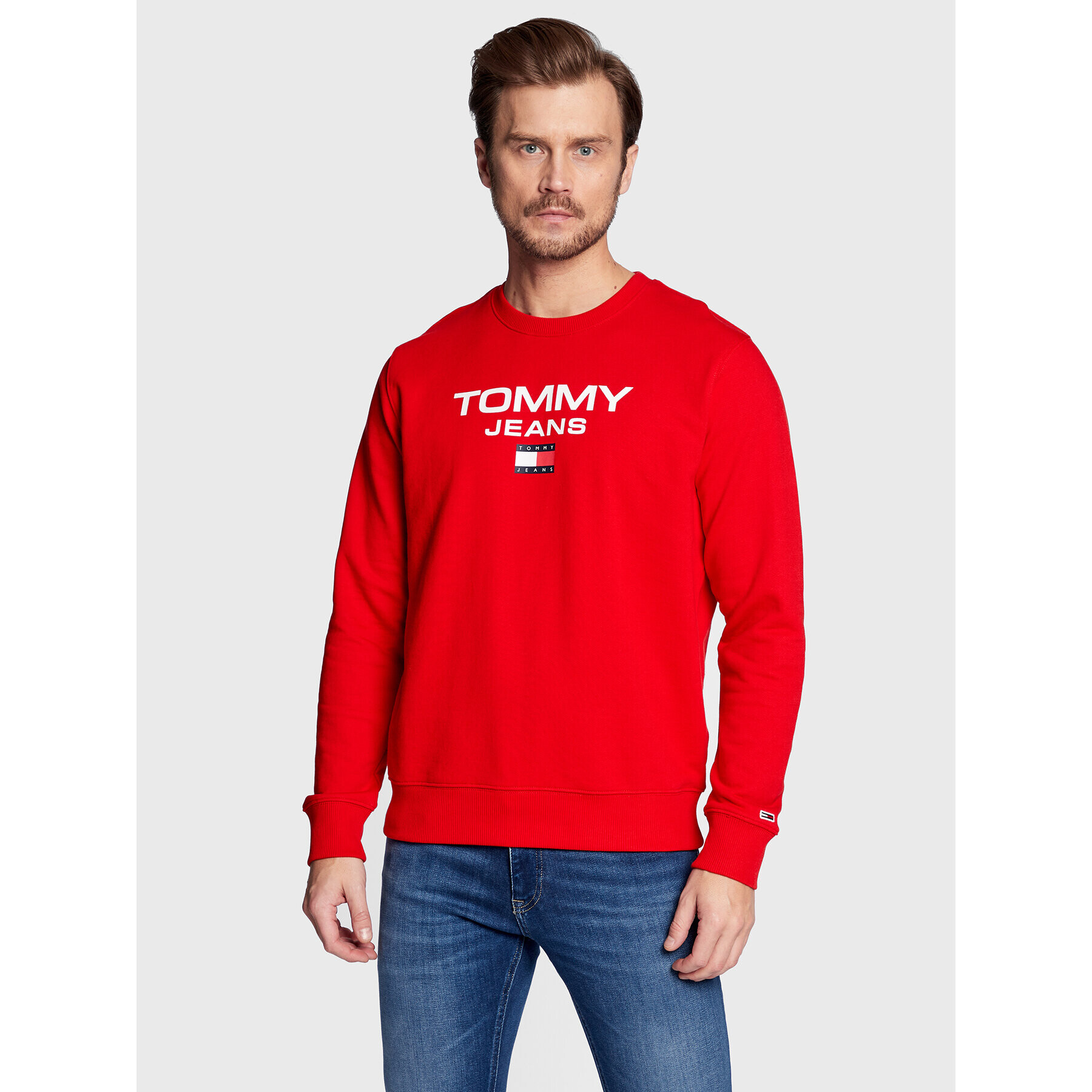 Tommy Jeans Pulóver Entry DM0DM15688 Piros Regular Fit - Pepit.hu