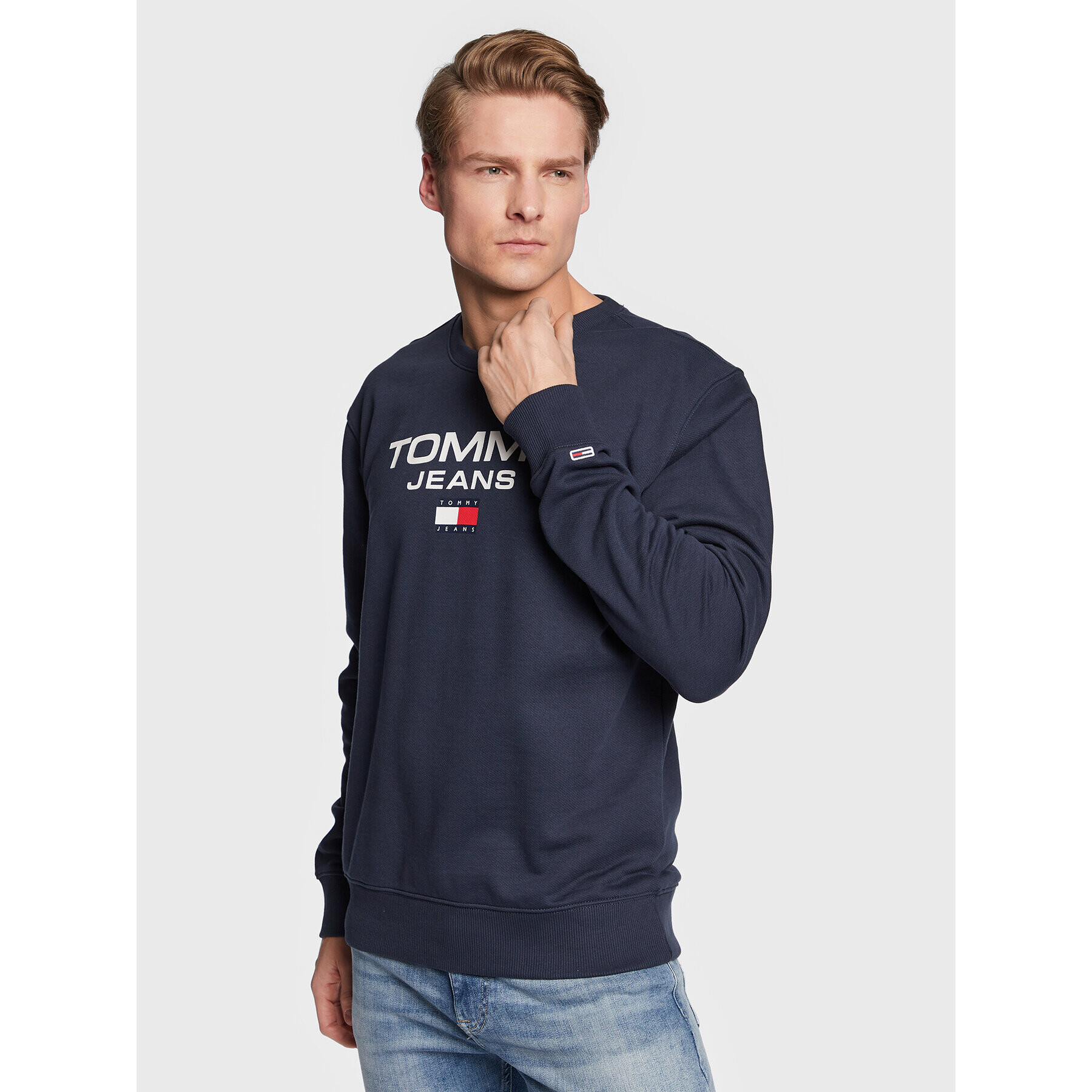 Tommy Jeans Pulóver Entry DM0DM15688 Sötétkék Regular Fit - Pepit.hu