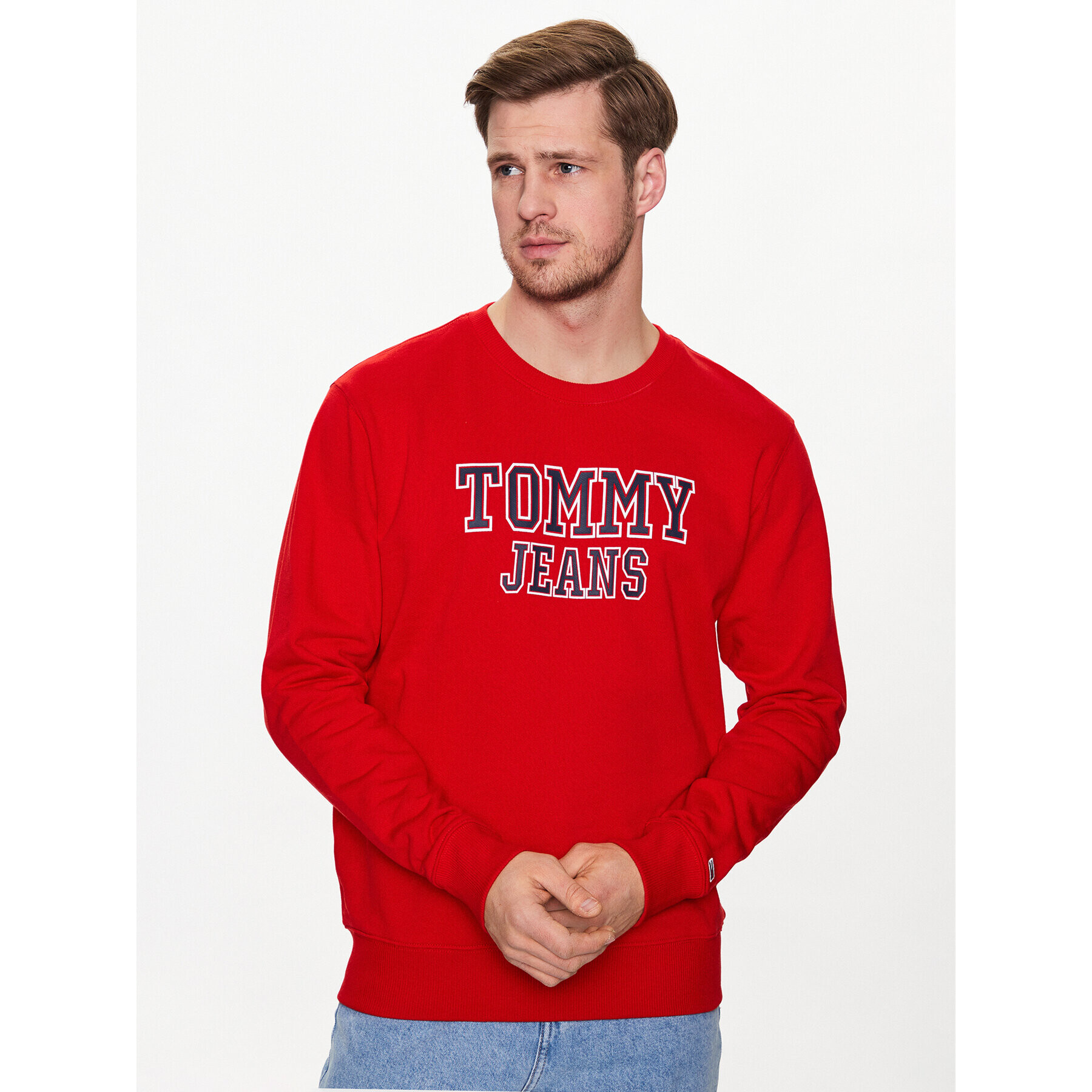 Tommy Jeans Pulóver Entry Graphic Crew DM0DM16366 Piros Regular Fit - Pepit.hu