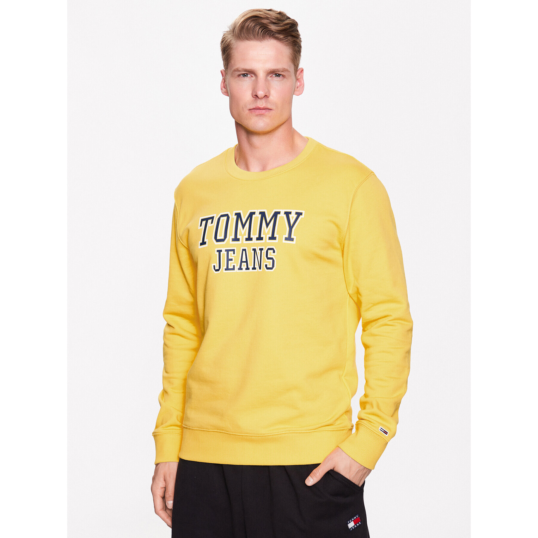 Tommy Jeans Pulóver Entry Graphic DM0DM16366 Sárga Regular Fit - Pepit.hu