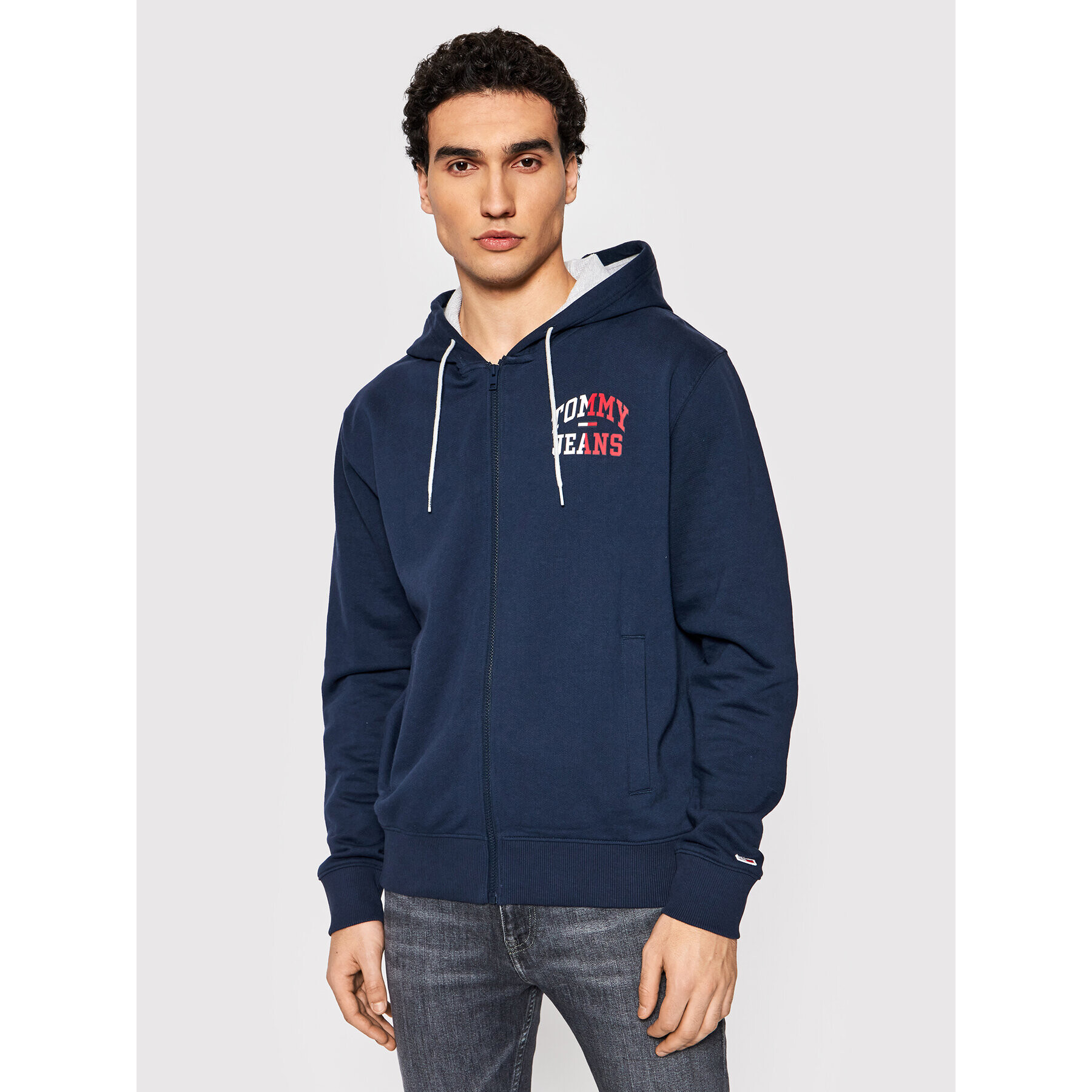 Tommy Jeans Pulóver Entry Zip DM0DM12374 Sötétkék Regular Fit - Pepit.hu