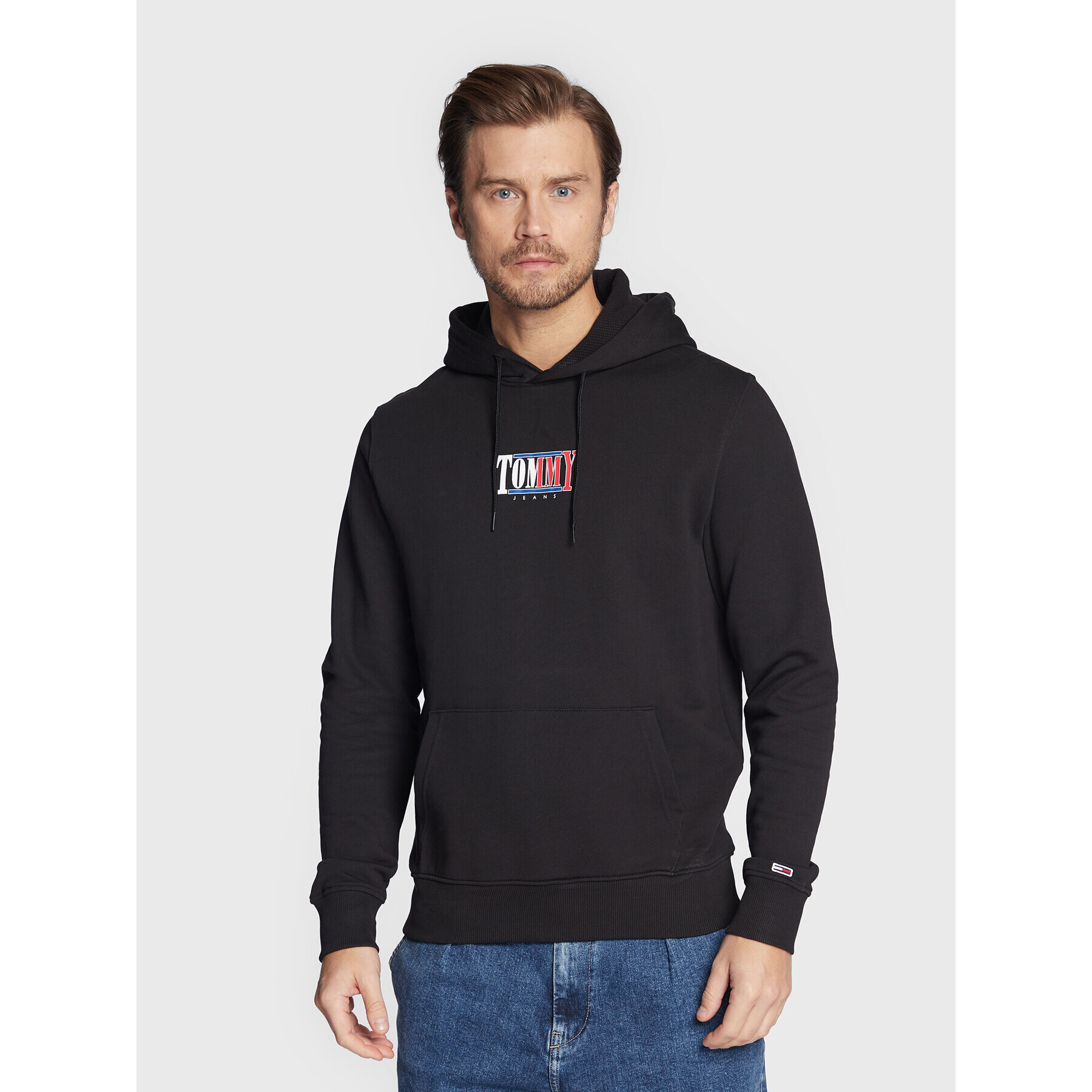 Tommy Jeans Pulóver Essential Graphic DM0DM15006 Fekete Regular Fit - Pepit.hu