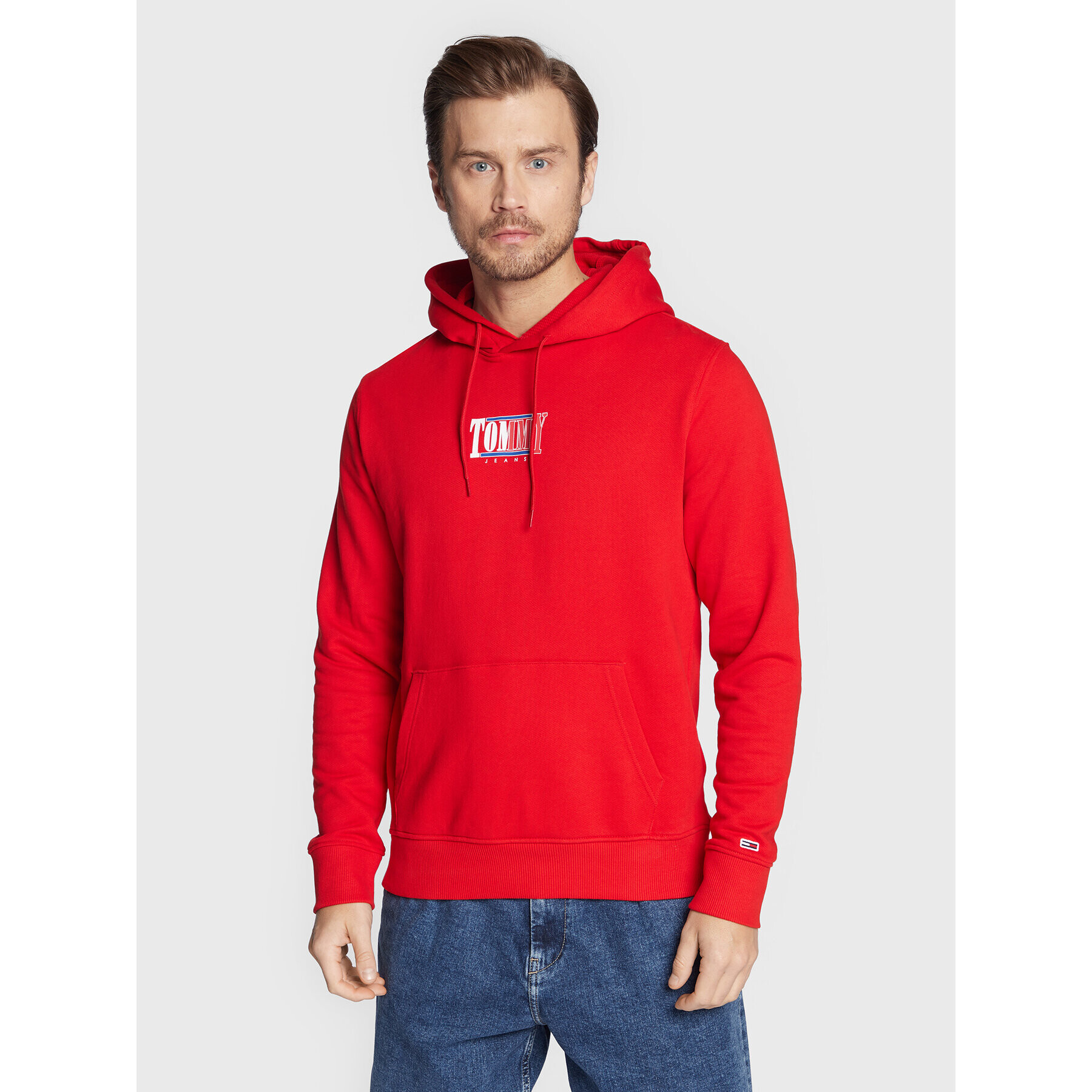 Tommy Jeans Pulóver Essential Graphic DM0DM15006 Piros Regular Fit - Pepit.hu