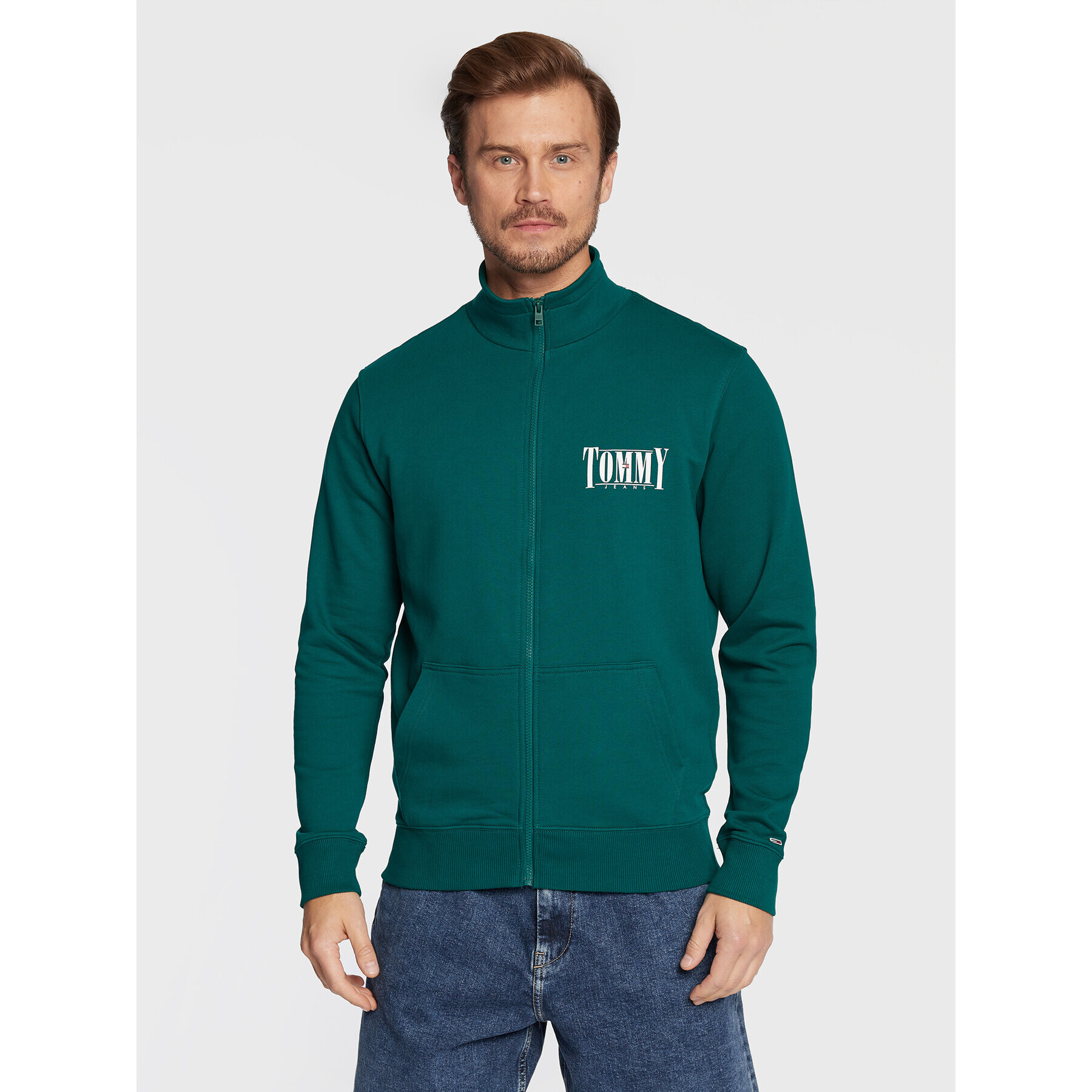 Tommy Jeans Pulóver Essential Graphic DM0DM15008 Zöld Regular Fit - Pepit.hu