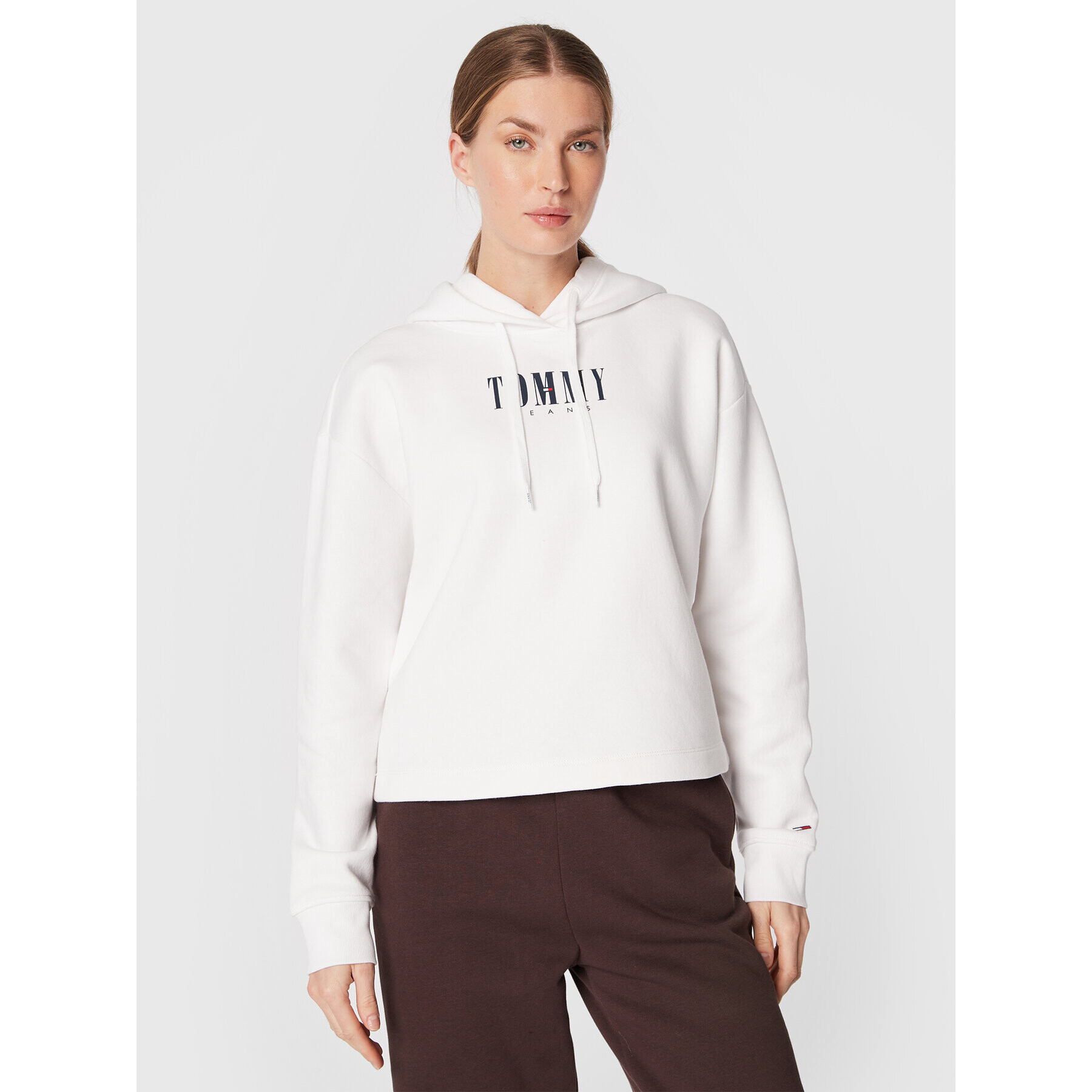 Tommy Jeans Pulóver Essential Logo DW0DW14327 Fehér Relaxed Fit - Pepit.hu