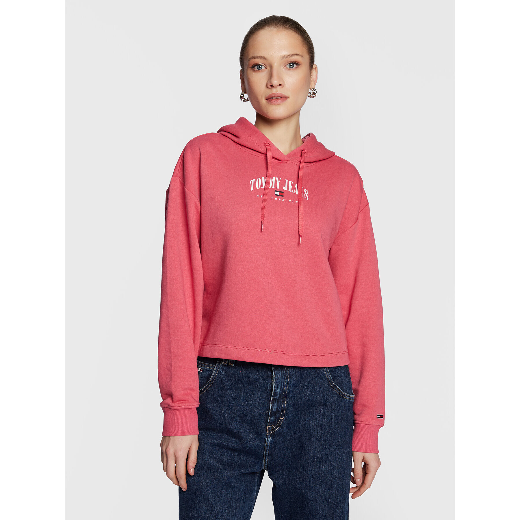 Tommy Jeans Pulóver Essential Logo DW0DW14852 Rózsaszín Relaxed Fit - Pepit.hu