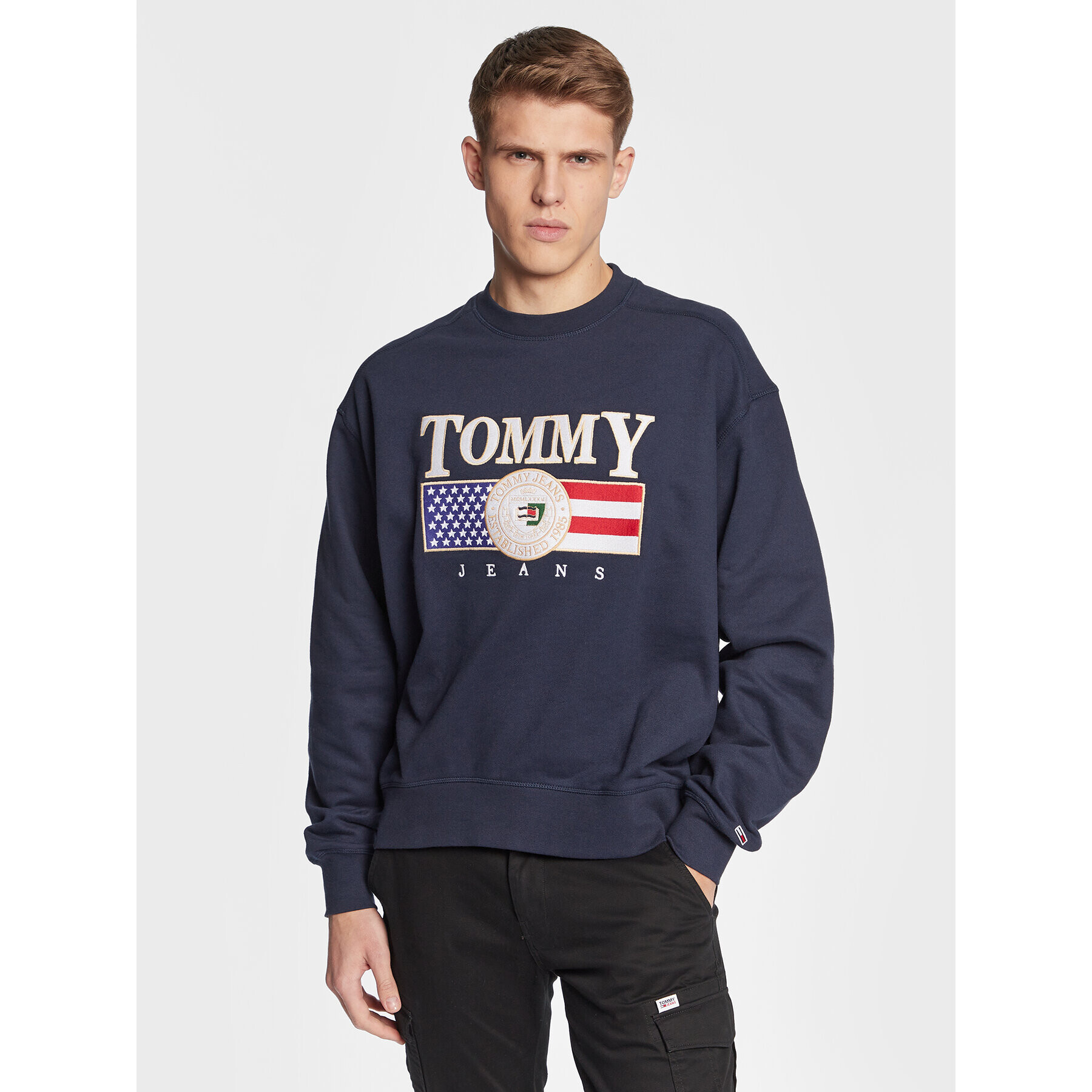 Tommy Jeans Pulóver Luxe DM0DM15717 Sötétkék Regular Fit - Pepit.hu