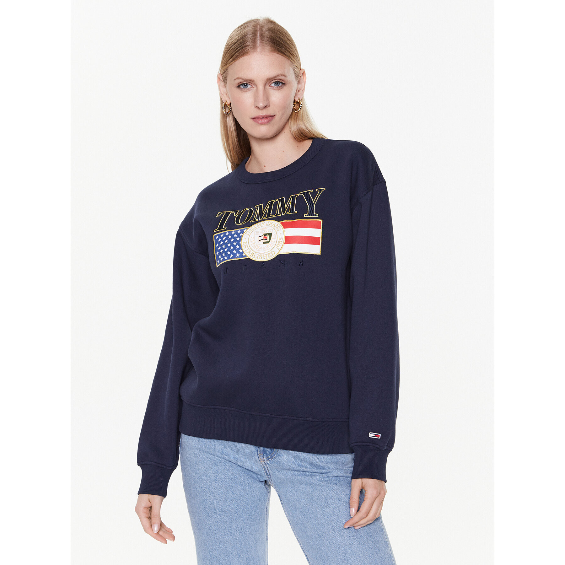 Tommy Jeans Pulóver Luxe DW0DW14871 Sötétkék Regular Fit - Pepit.hu