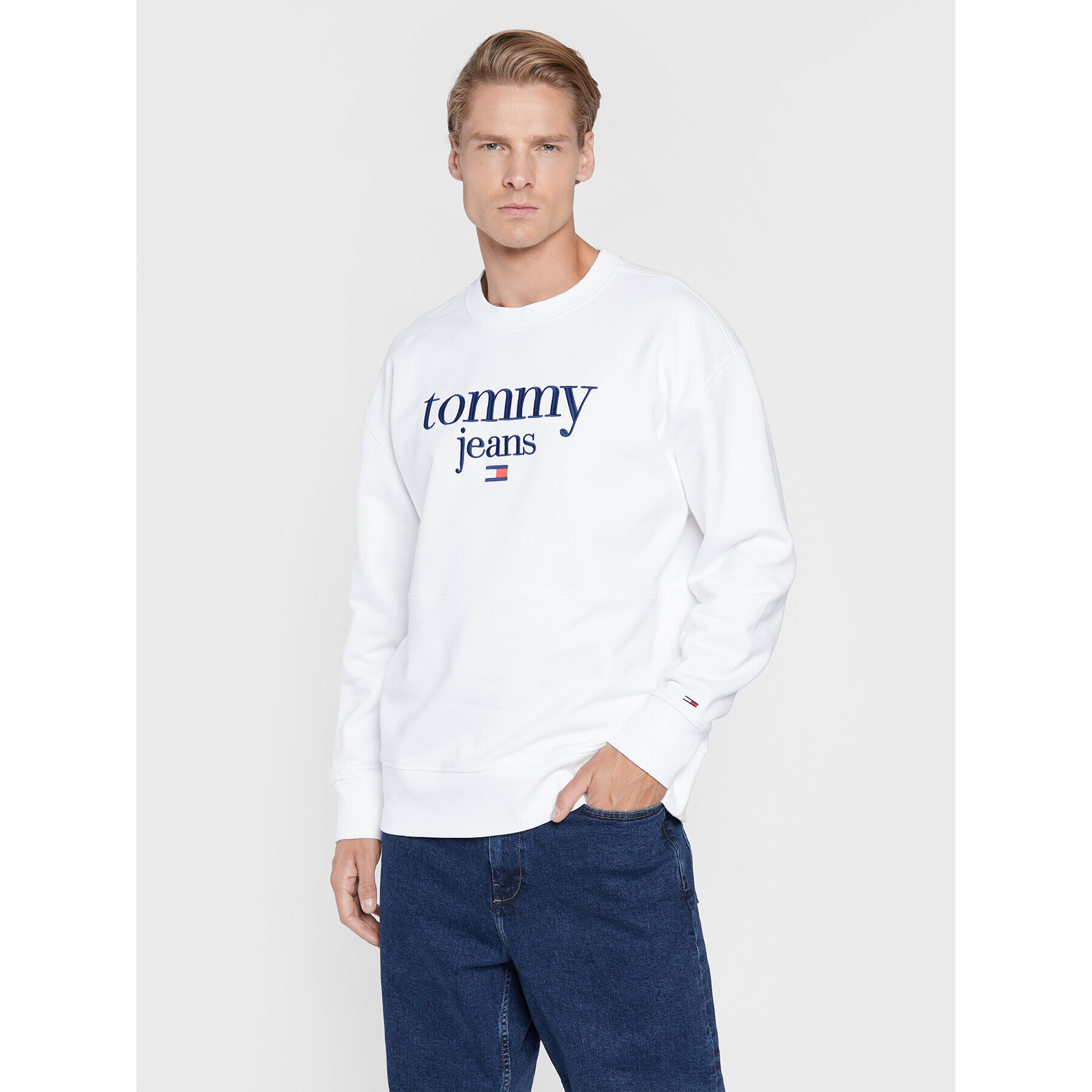 Tommy Jeans Pulóver Modern Corp DM0DM15029 Fehér Regular Fit - Pepit.hu