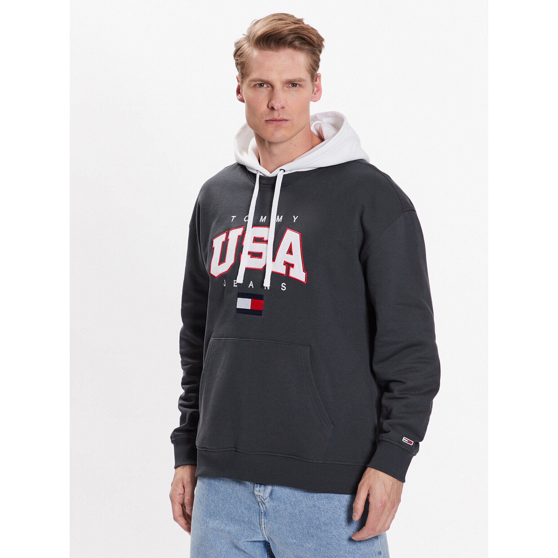 Tommy Jeans Pulóver Modern Sport Usa DM0DM16359 Szürke Relaxed Fit - Pepit.hu