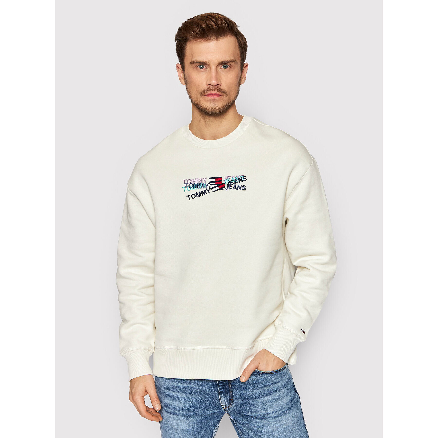 Tommy Jeans Pulóver Seasonal Logo DM0DM12380 Bézs Straight Fit - Pepit.hu