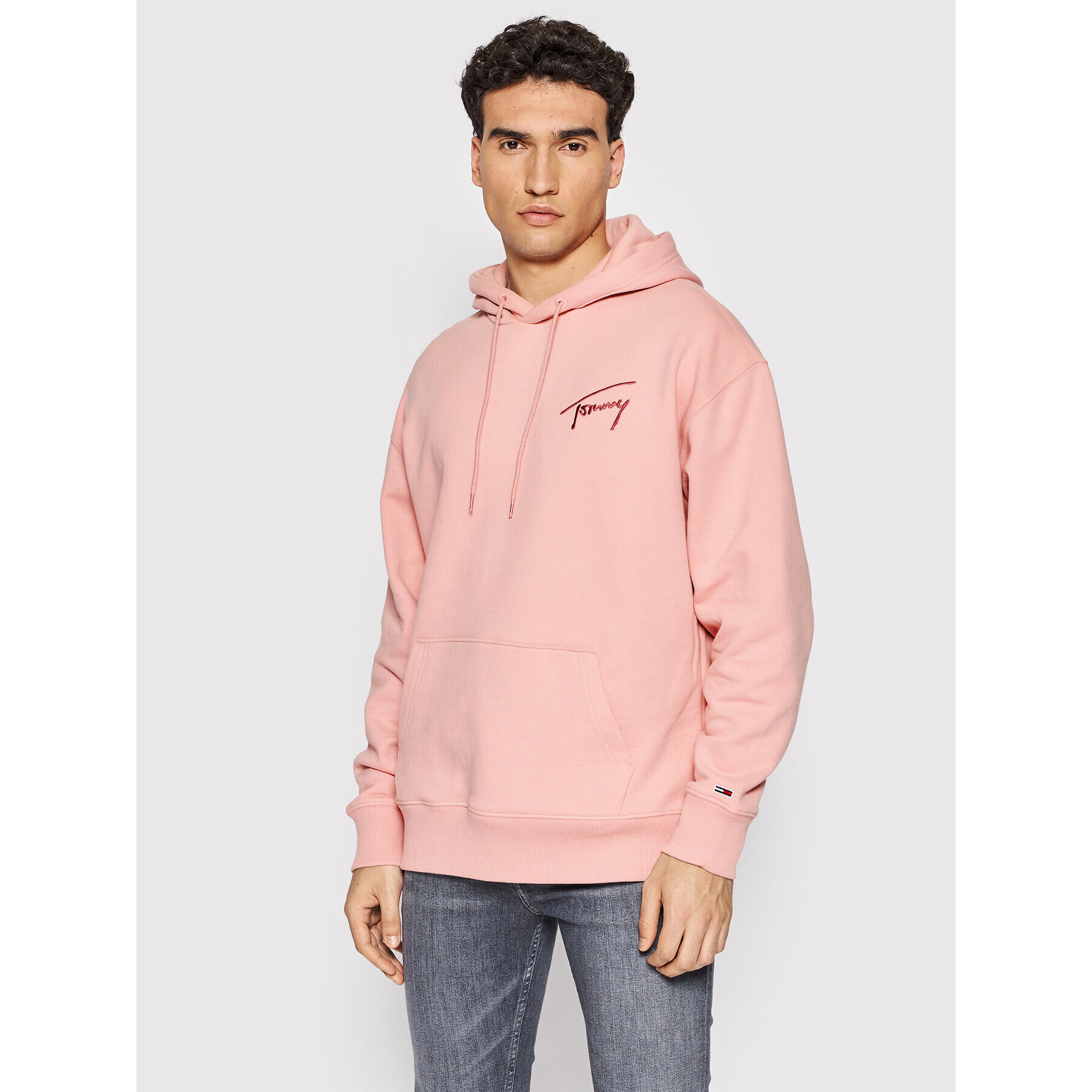 Tommy Jeans Pulóver Signature DM0DM12940 Rózsaszín Relaxed Fit - Pepit.hu