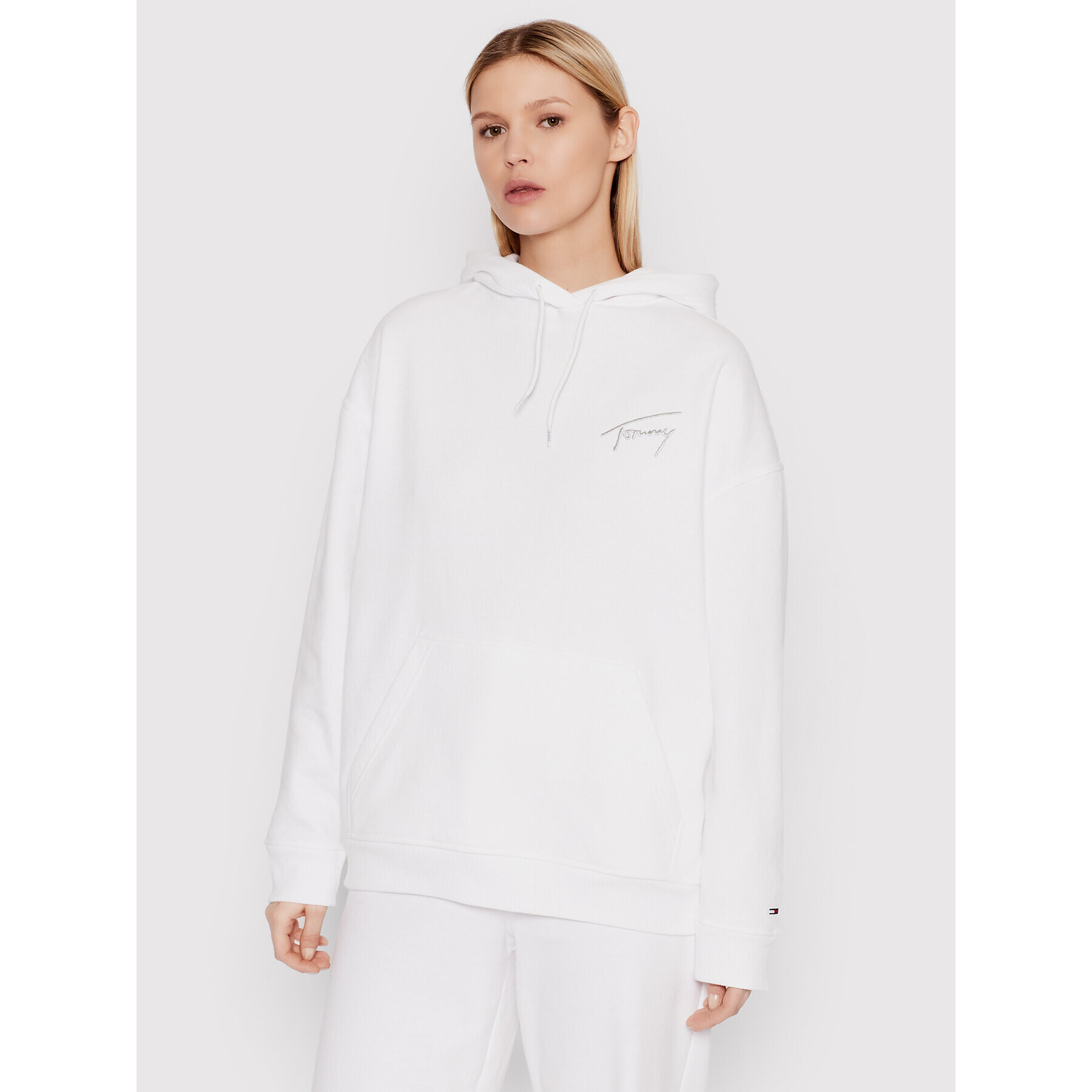 Tommy Jeans Pulóver Signature DW0DW11815 Fehér Oversize - Pepit.hu