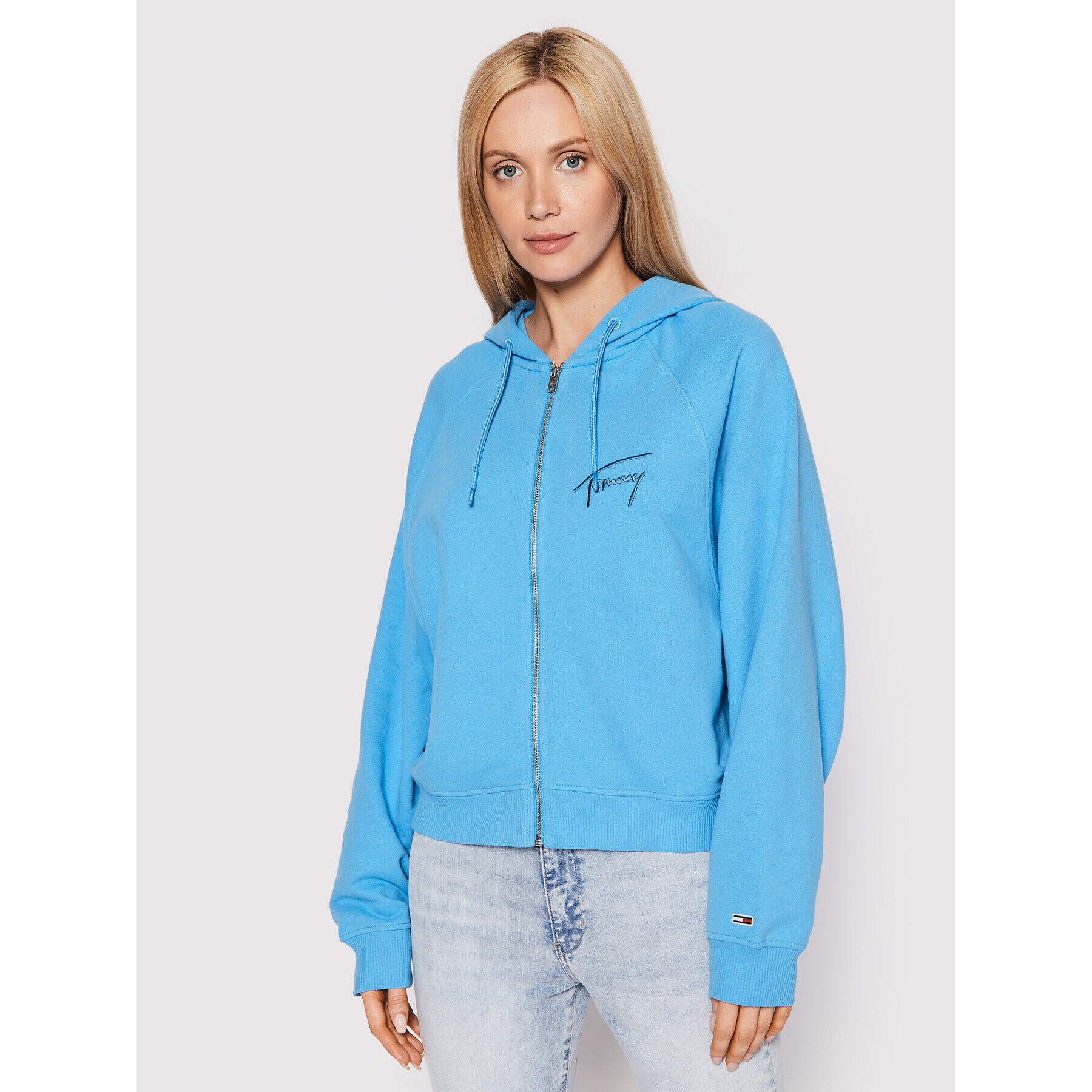 Tommy Jeans Pulóver Signature Zip DW0DW12648 Kék Regular Fit - Pepit.hu