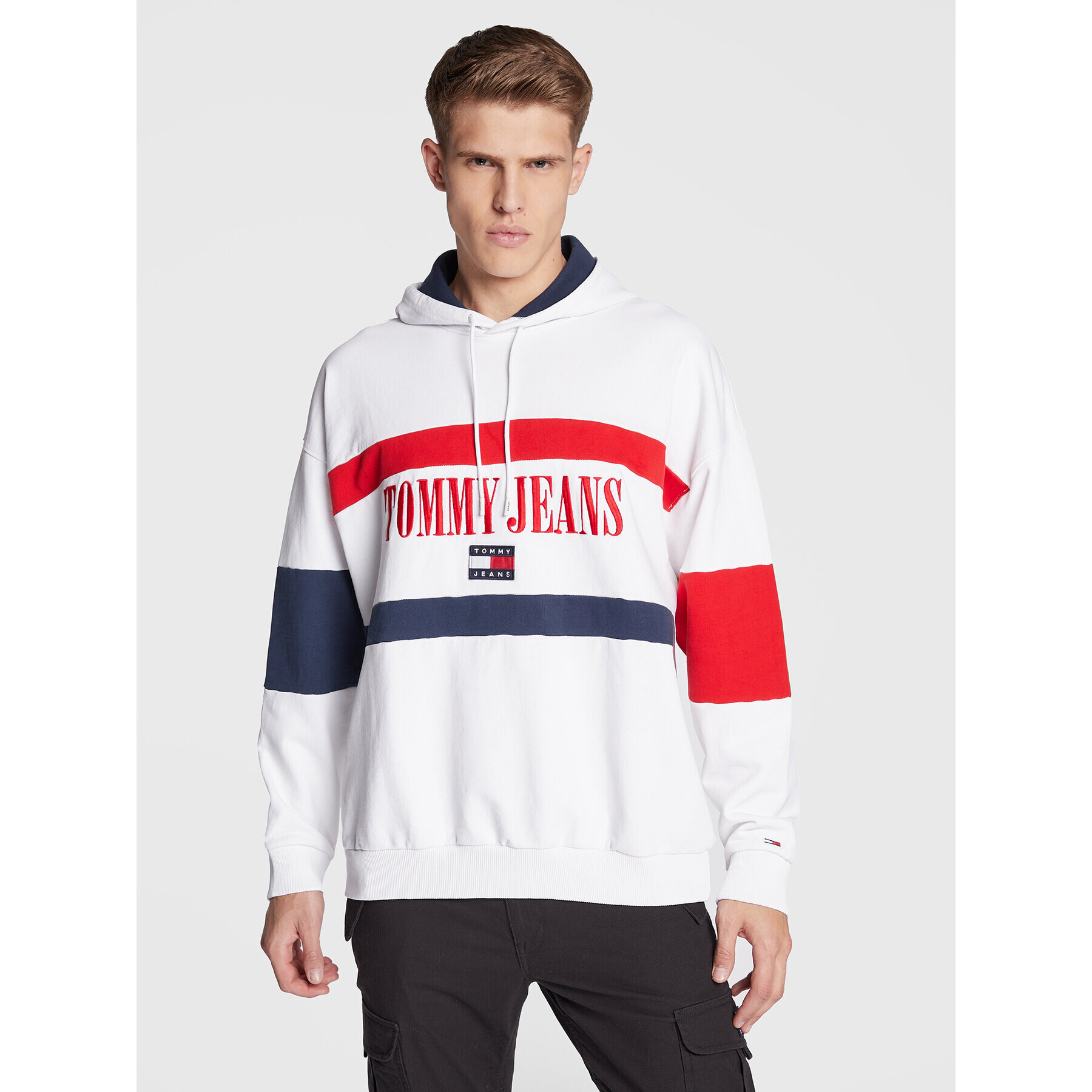 Tommy Jeans Pulóver Skater Archive Block DM0DM15020 Fehér Relaxed Fit - Pepit.hu