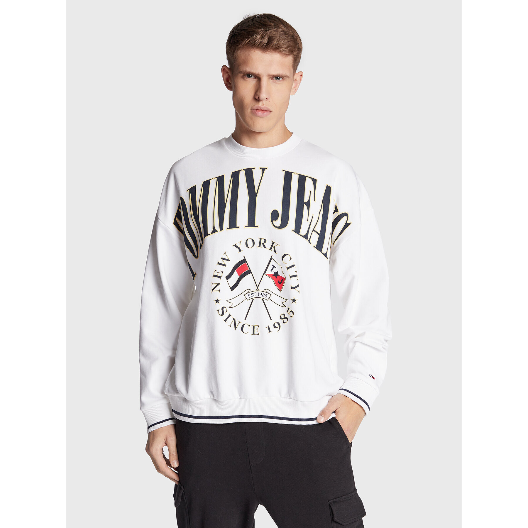 Tommy Jeans Pulóver Skater DM0DM15024 Fehér Relaxed Fit - Pepit.hu