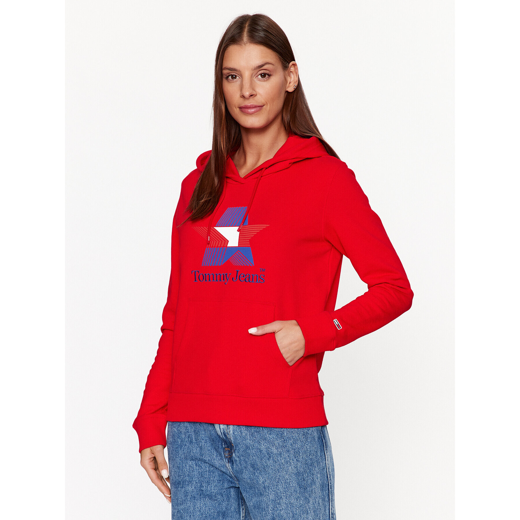 Tommy Jeans Pulóver Star DW0DW17690 Piros Regular Fit - Pepit.hu