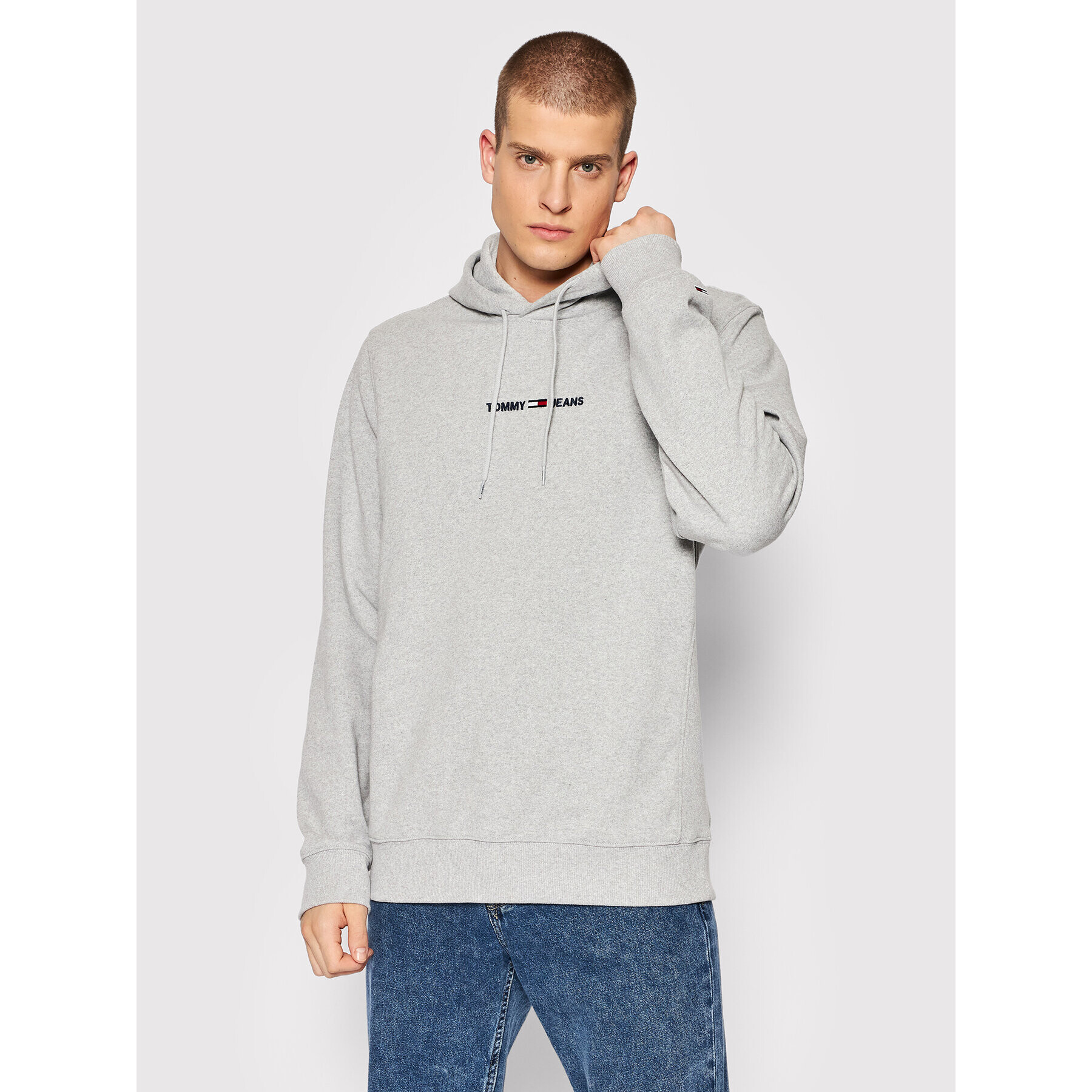 Tommy Jeans Pulóver Straight Logo DM0DM11632 Szürke Regular Fit - Pepit.hu