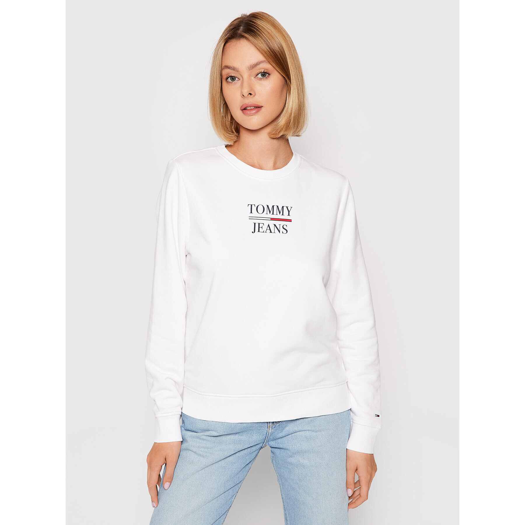 Tommy Jeans Pulóver Terry Logo DW0DW09663 Fehér Regular Fit - Pepit.hu