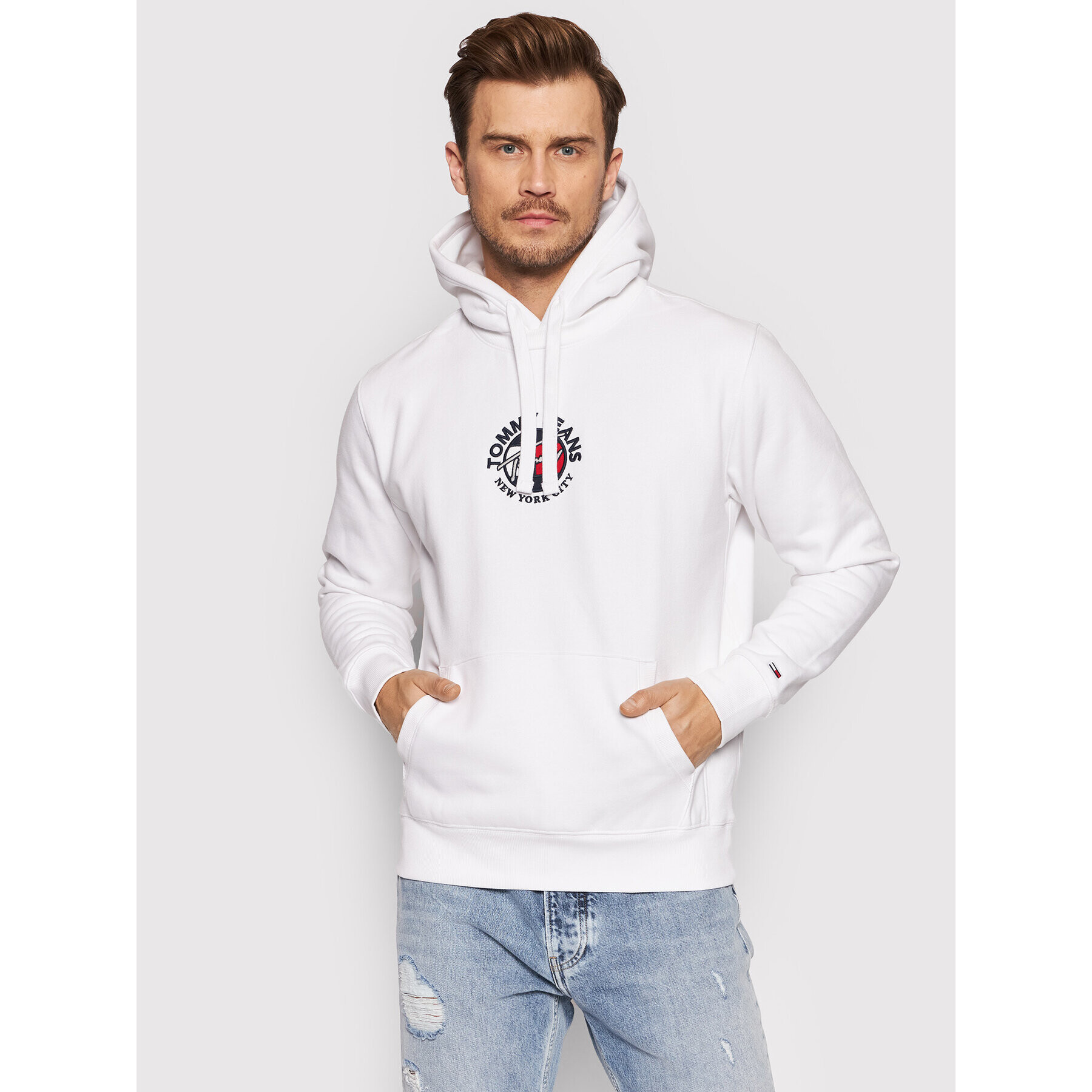 Tommy Jeans Pulóver Timeless DM0DM11628 Fehér Regular Fit - Pepit.hu