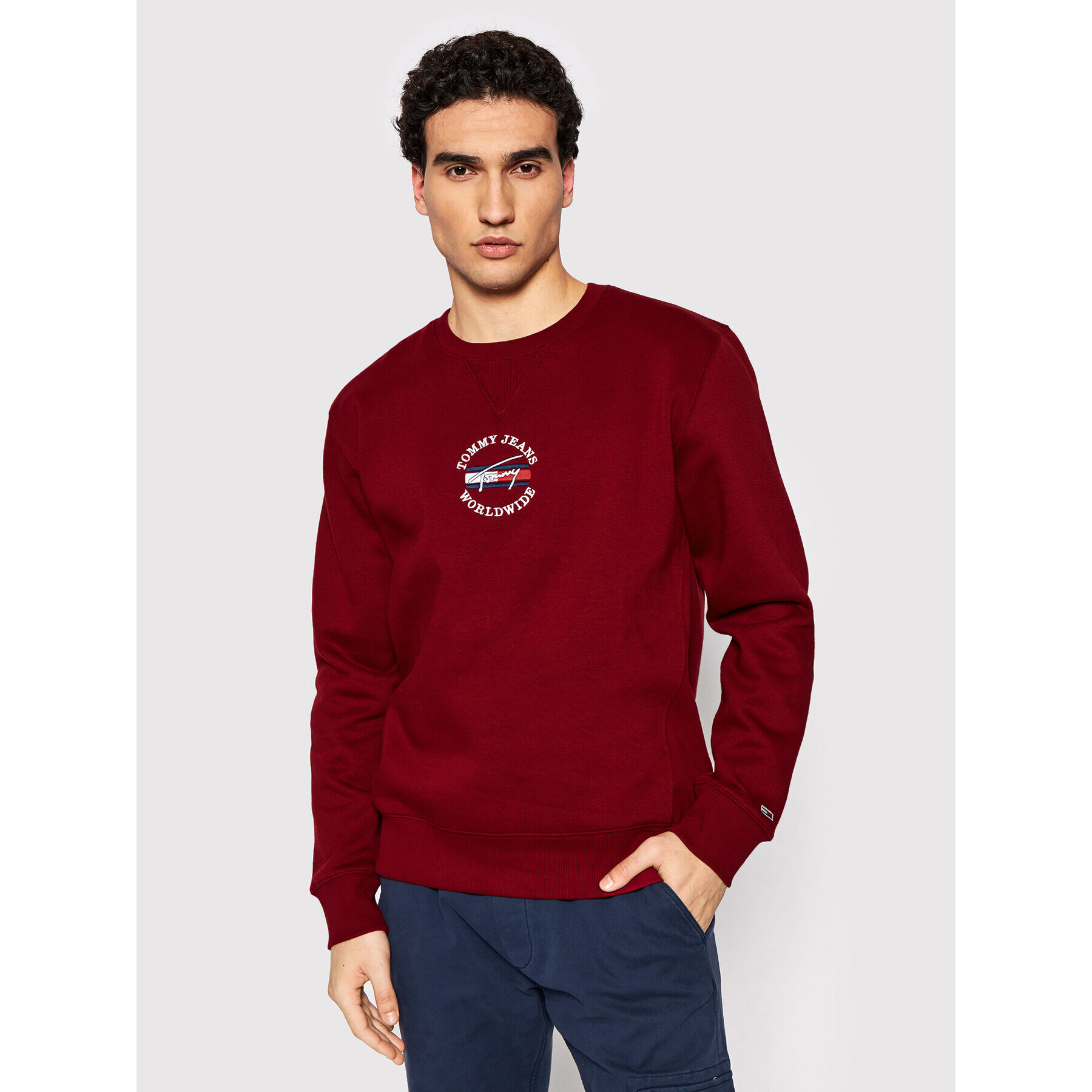 Tommy Jeans Pulóver Timeless DM0DM12381 Bordó Regular Fit - Pepit.hu