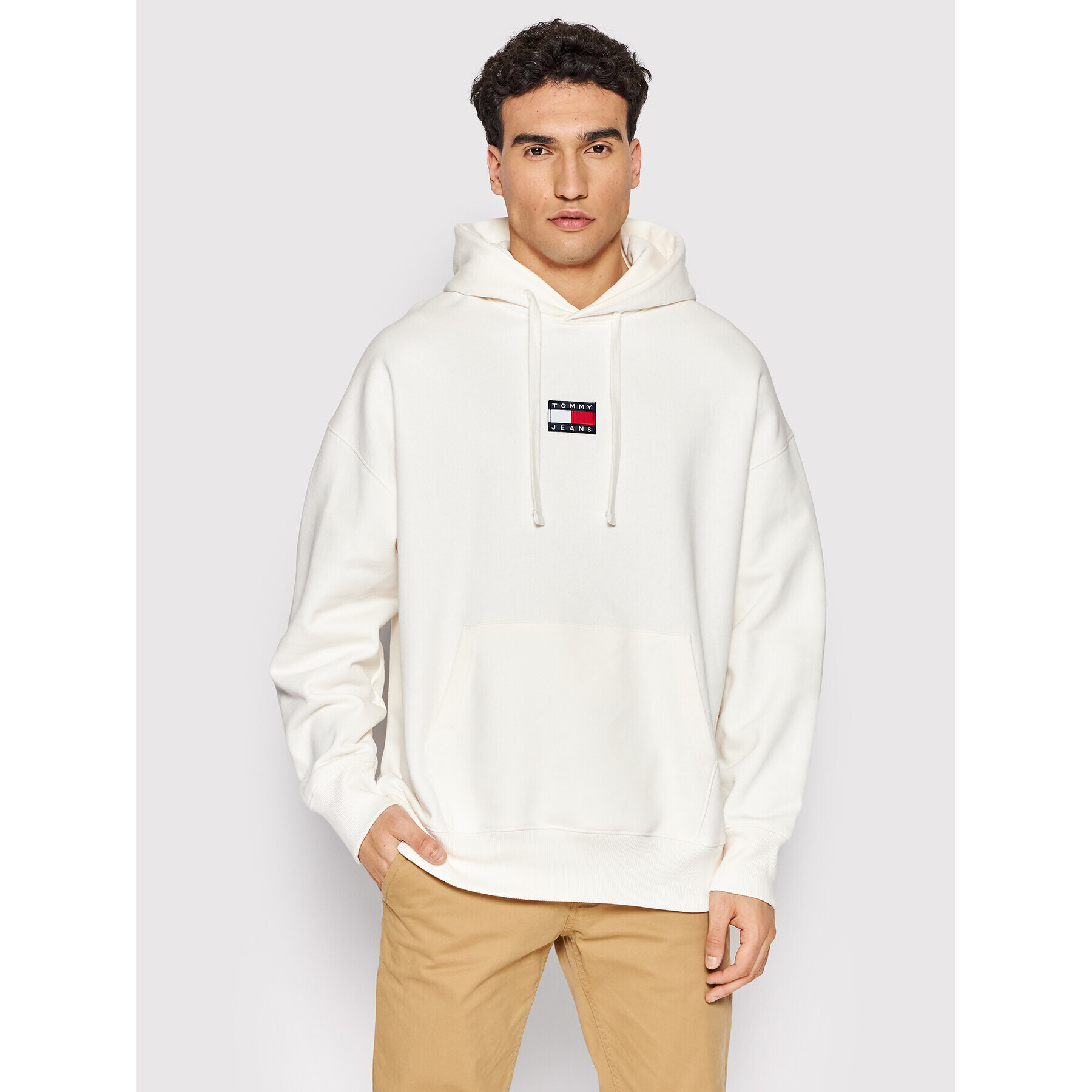 Tommy Jeans Pulóver Tjm Badge DM0DM10904 Bézs Relaxed Fit - Pepit.hu