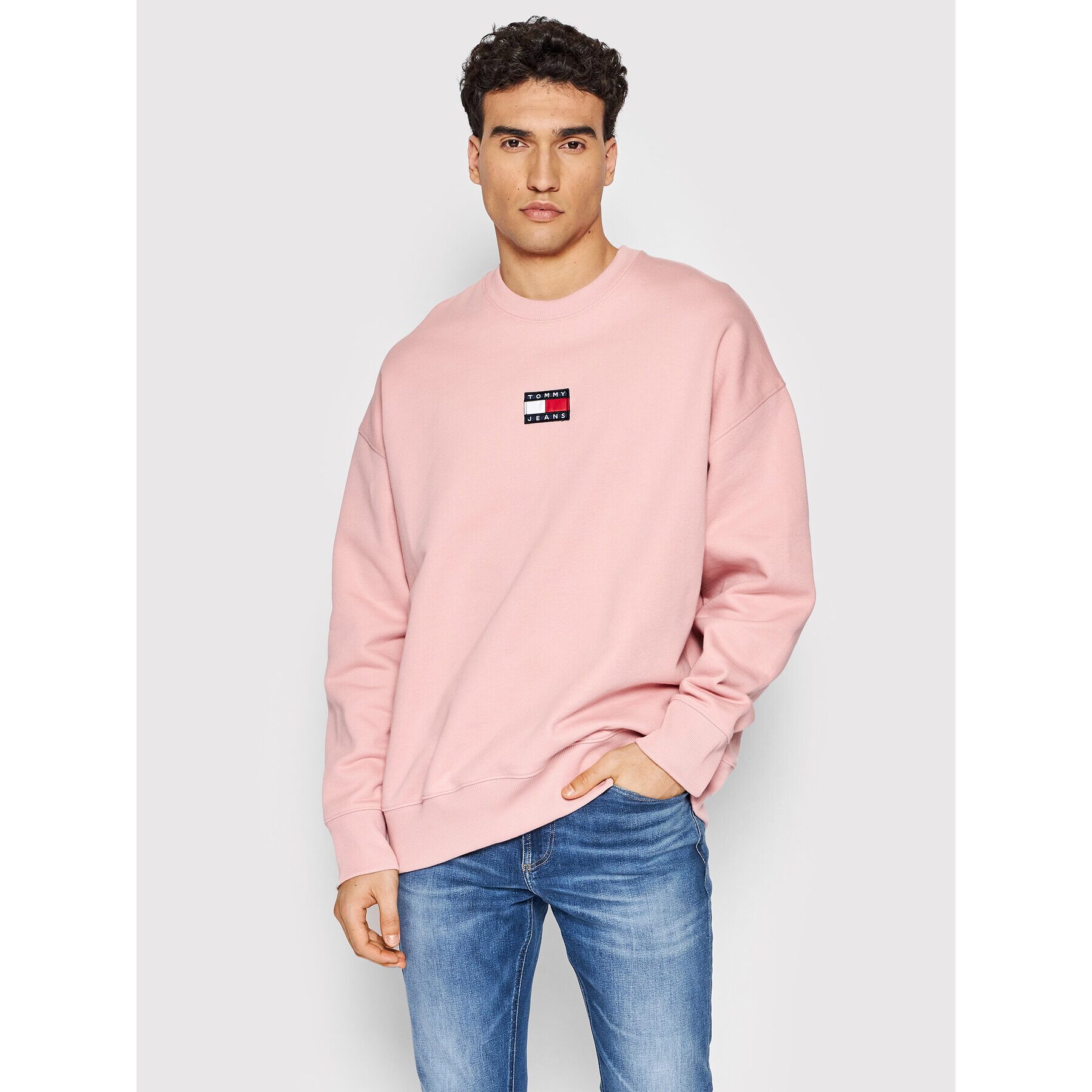 Tommy Jeans Pulóver Tjm Badge DM0DM10911 Rózsaszín Relaxed Fit - Pepit.hu