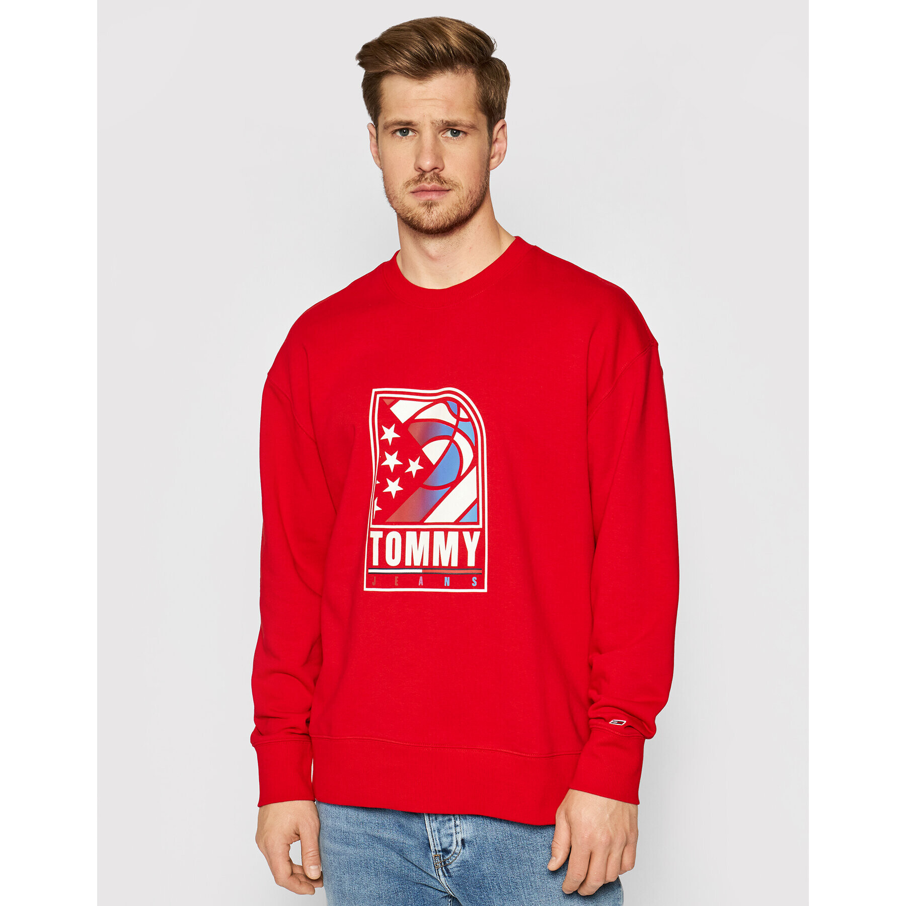 Tommy Jeans Pulóver Tjm Basketball DM0DM10661 Piros Relaxed Fit - Pepit.hu