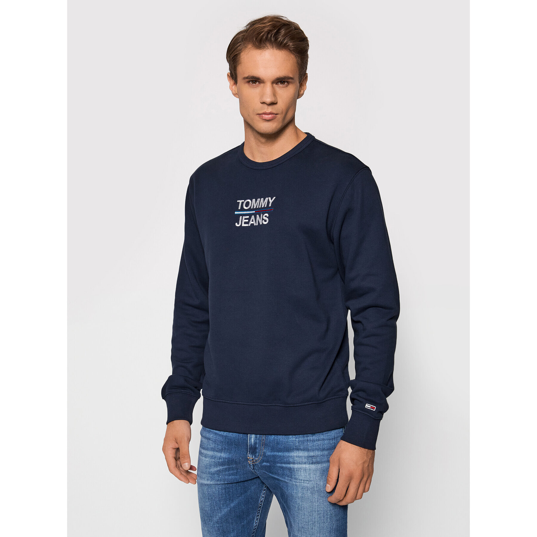 Tommy Jeans Pulóver Tjm Essential Crew DM0DM10910 Sötétkék Regular Fit - Pepit.hu