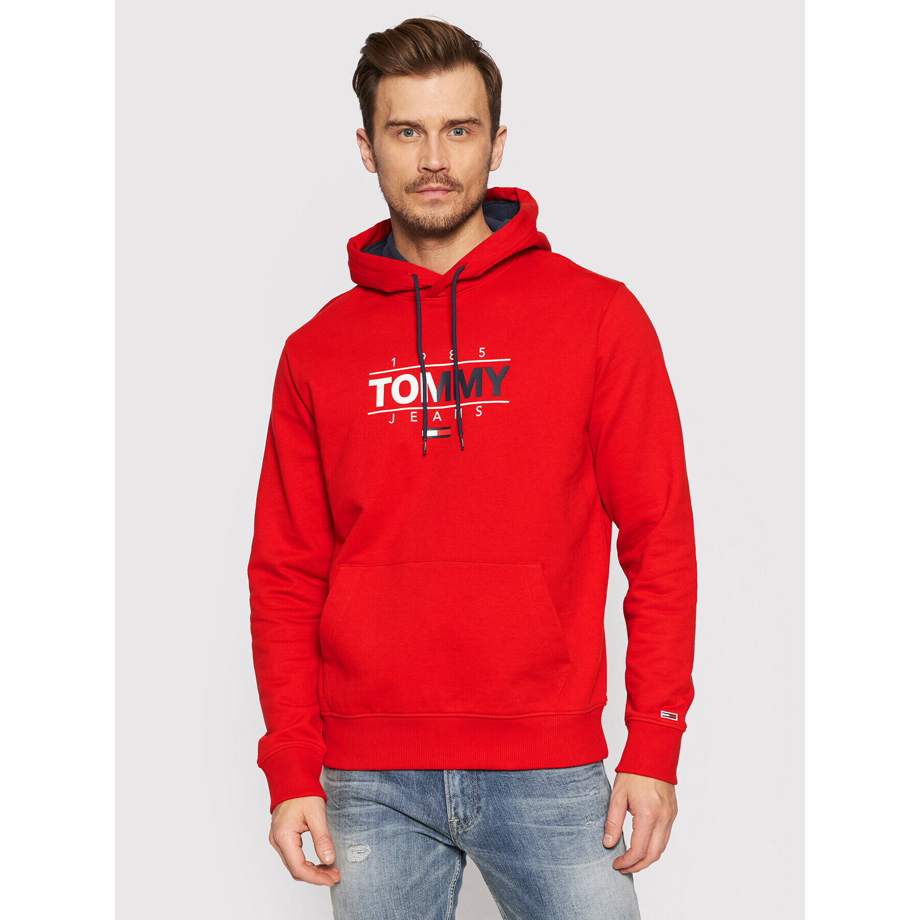 Tommy Jeans Pulóver Tjm Essential Graphic DM0DM11630 Piros Regular Fit - Pepit.hu