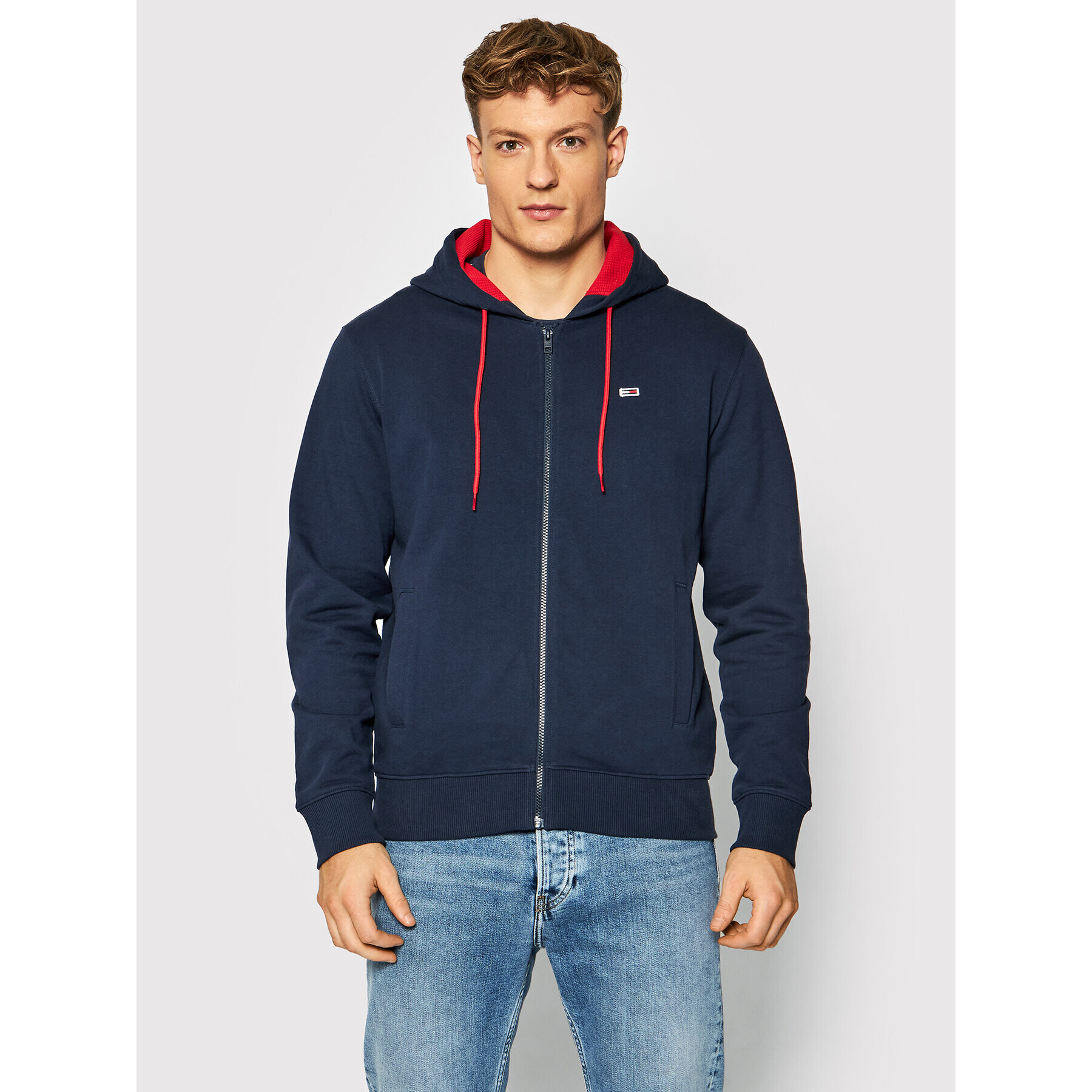 Tommy Jeans Pulóver Tjm Essential Graphic Zipthru DM0DM11629 Sötétkék Regular Fit - Pepit.hu