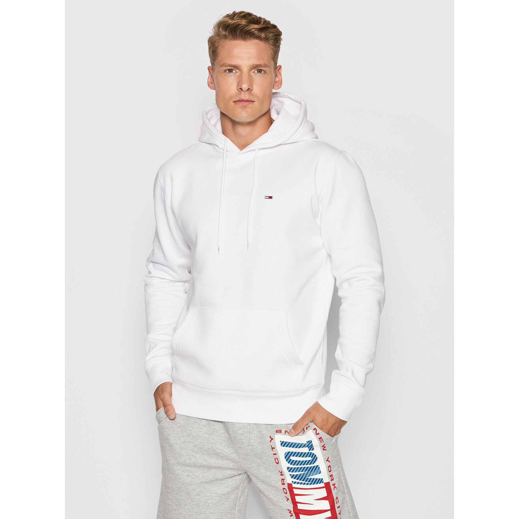 Tommy Jeans Pulóver Tjm Fleece Hoodie DM0DM09593 Fehér Regular Fit - Pepit.hu