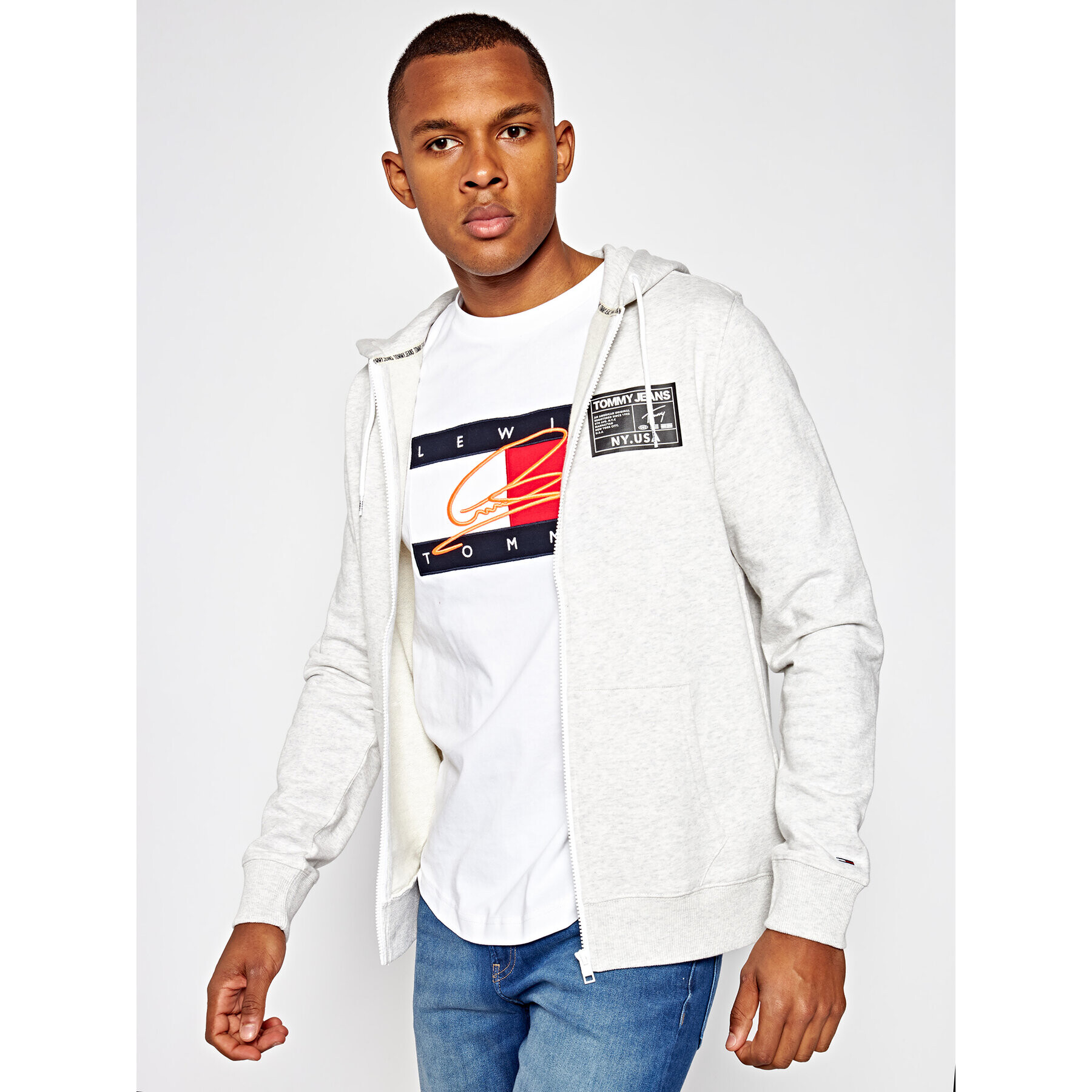 Tommy Jeans Pulóver Tjm Logo Zip DM0DM07890 Szürke Regular Fit - Pepit.hu