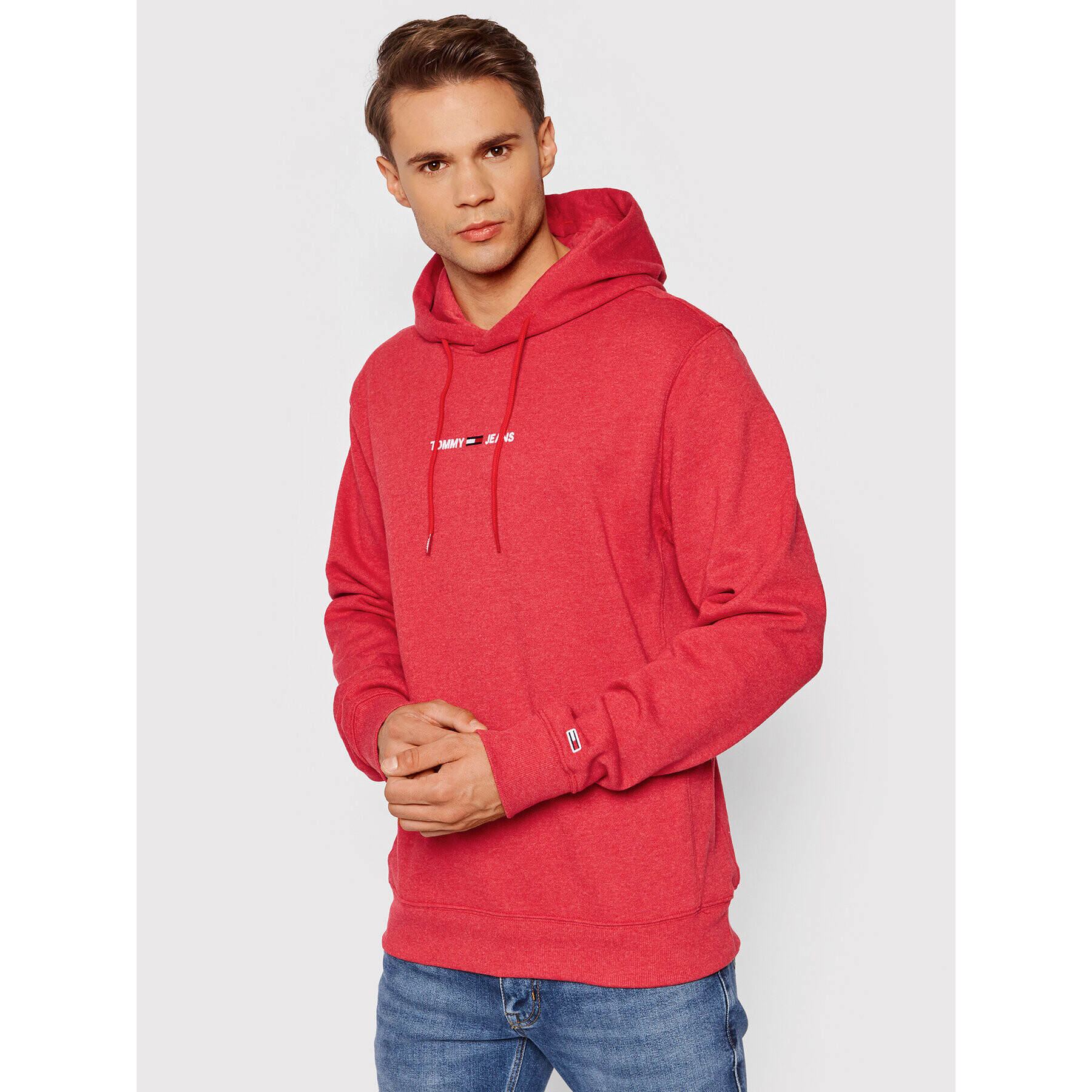 Tommy Jeans Pulóver Tjm Straight Logo DM0DM11632 Piros Regular Fit - Pepit.hu